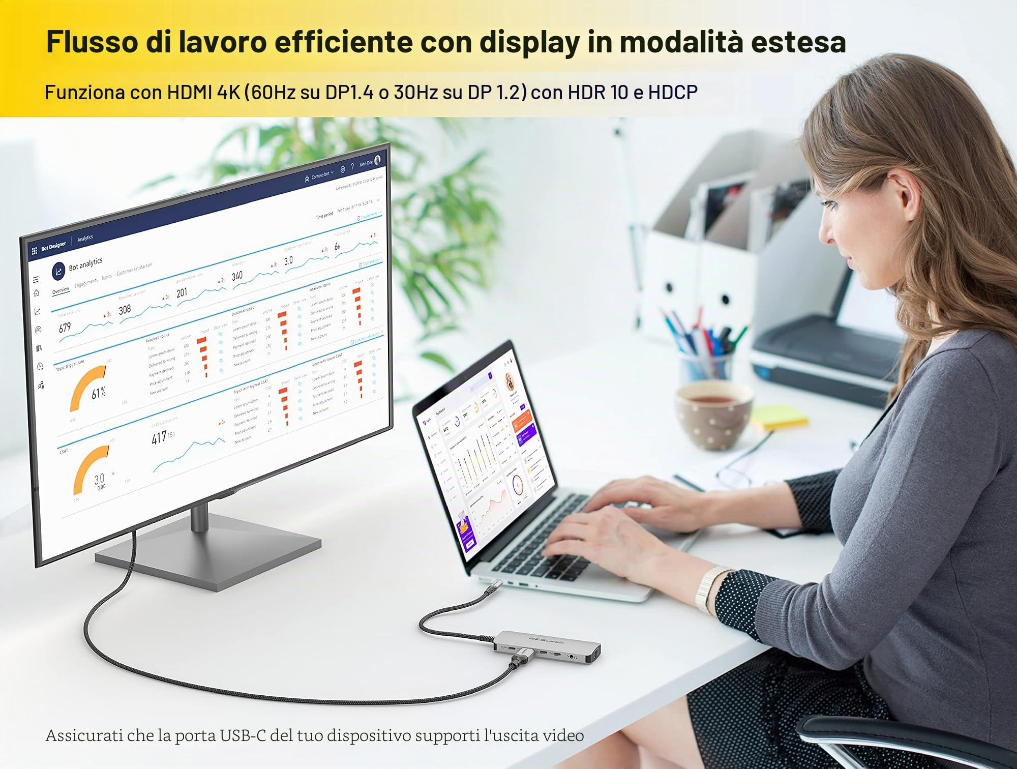 USB-C Hub Docking Station 10 in 1 con 4K HDMI 60Hz, 1 GBS Ethernet, 2 USB C Gen 2 10Gbs, 1 PD 3.0, 2 USB-A 3.0, porte audio, SD/Micro SD, compatibile con computer USB Type C/Thunderbolt