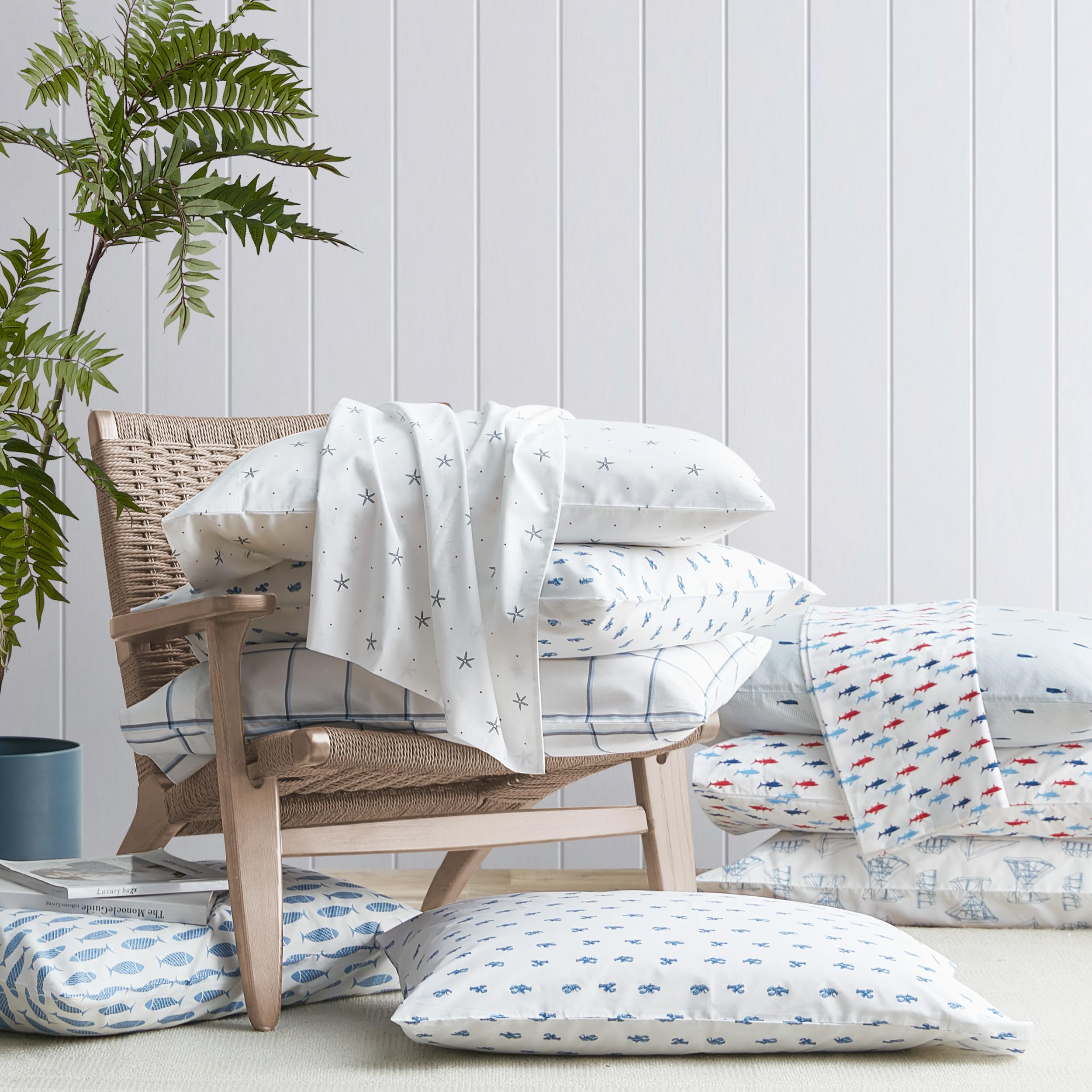 Nautica - Lenzuola doppie, set di biancheria da letto in percalle di