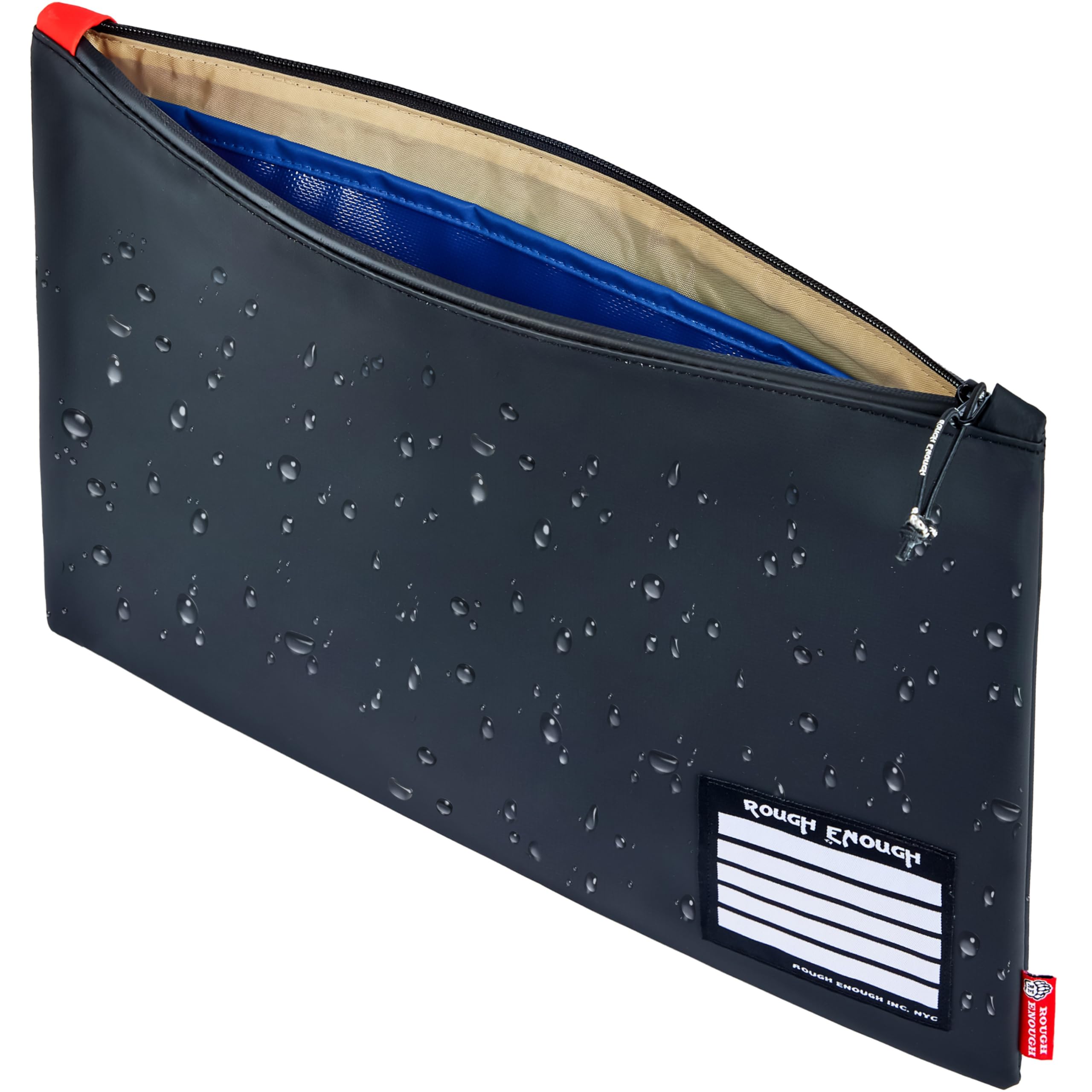 Rough Enough Important Document Organizer Holder Bag File Folder Zipper Pouch with 2 Pocket for A4 Paper Notebook Travel Business Office Home Water