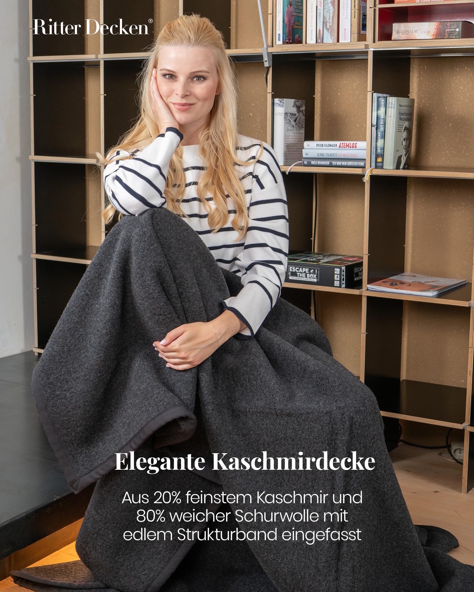 Ritter Decken Kalif Kaschmirdecke 150 x 220 cm - Anthrazit