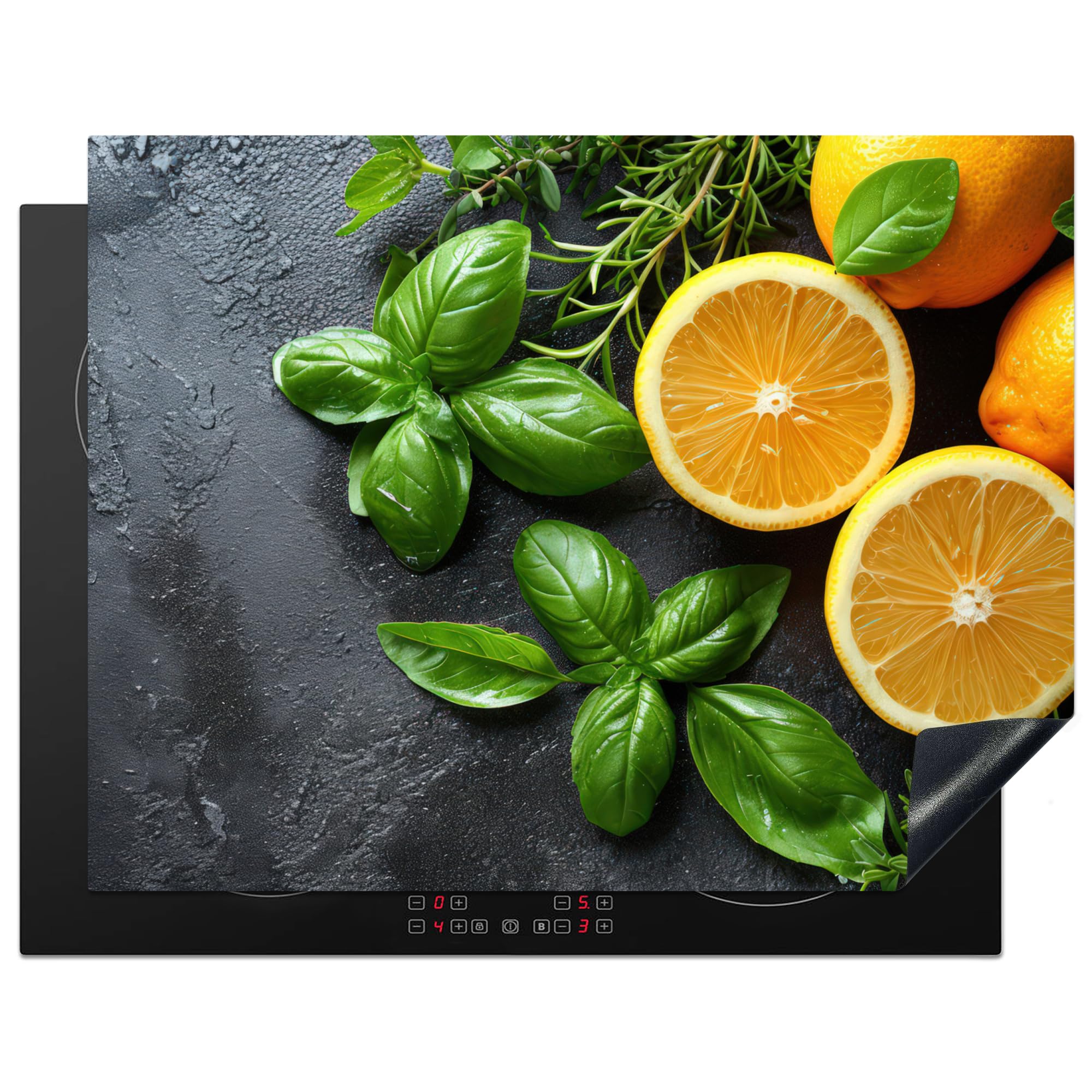 KitchenYeah© Induction Hob Cover Protector Mat 23.2"x30.3" / 77x59 cm Kitchen Universal Ceramic Covers for Electric Cookers Vinyl Fruit - Grey - Concrete - Orange - Plants