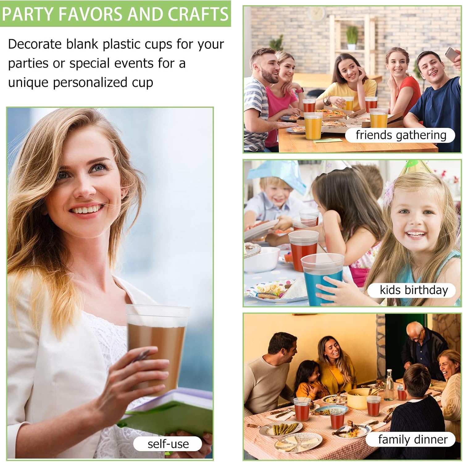 Yungyan 500 Pack 16oz Stadium Cups Reusable Plastic Cups Blank Drink Tumblers for Parties, Events, DIY Projects, 4.5 x 3.54 x 2.72 Inch (Clear)