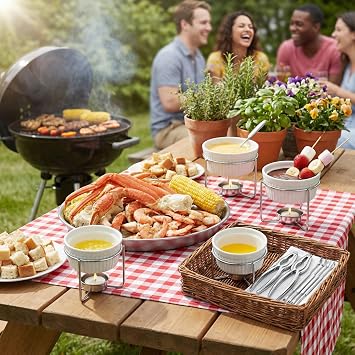 Seafood Butter Warmers, 19-Piece Butter Warmer Set Ceramic & Metal Heat-Resistant Melting Pots, Includes 6 Lobster Shellers & 7 Picks, Professional Crab Crackers and Tools(Candle Not Included)