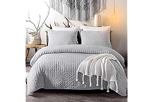 Grey Textured Seersucker Duvet Cover Set King Size
