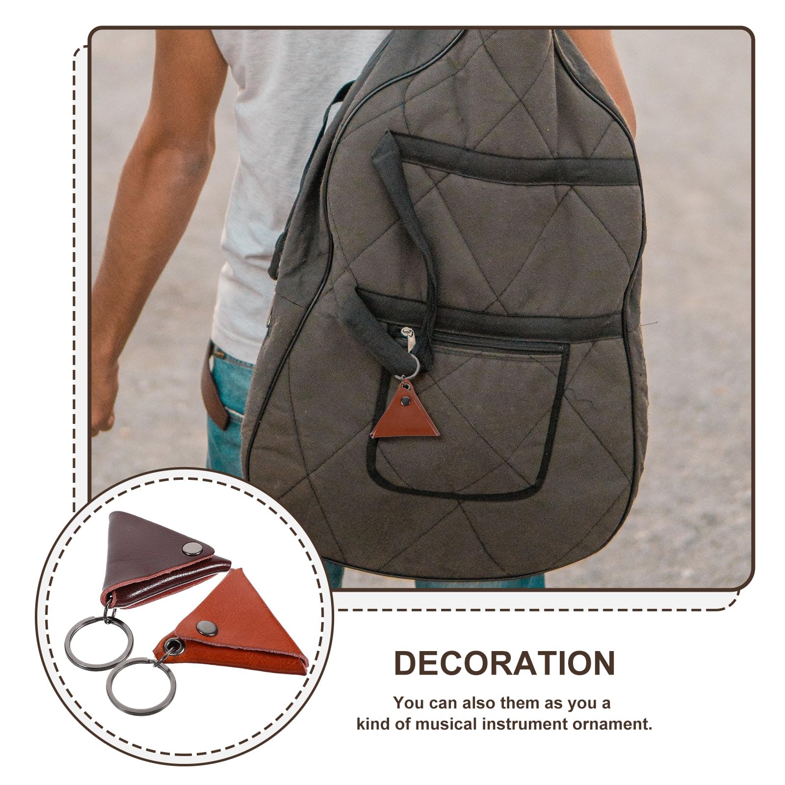ifundom 2pcs Guitar Picks Holder PU Leather Picks Keychain Organizer Holder Case Storage Pouch Box Plectrums Bag Acoustic Electric Guitar Accessories Stuff - Image 3