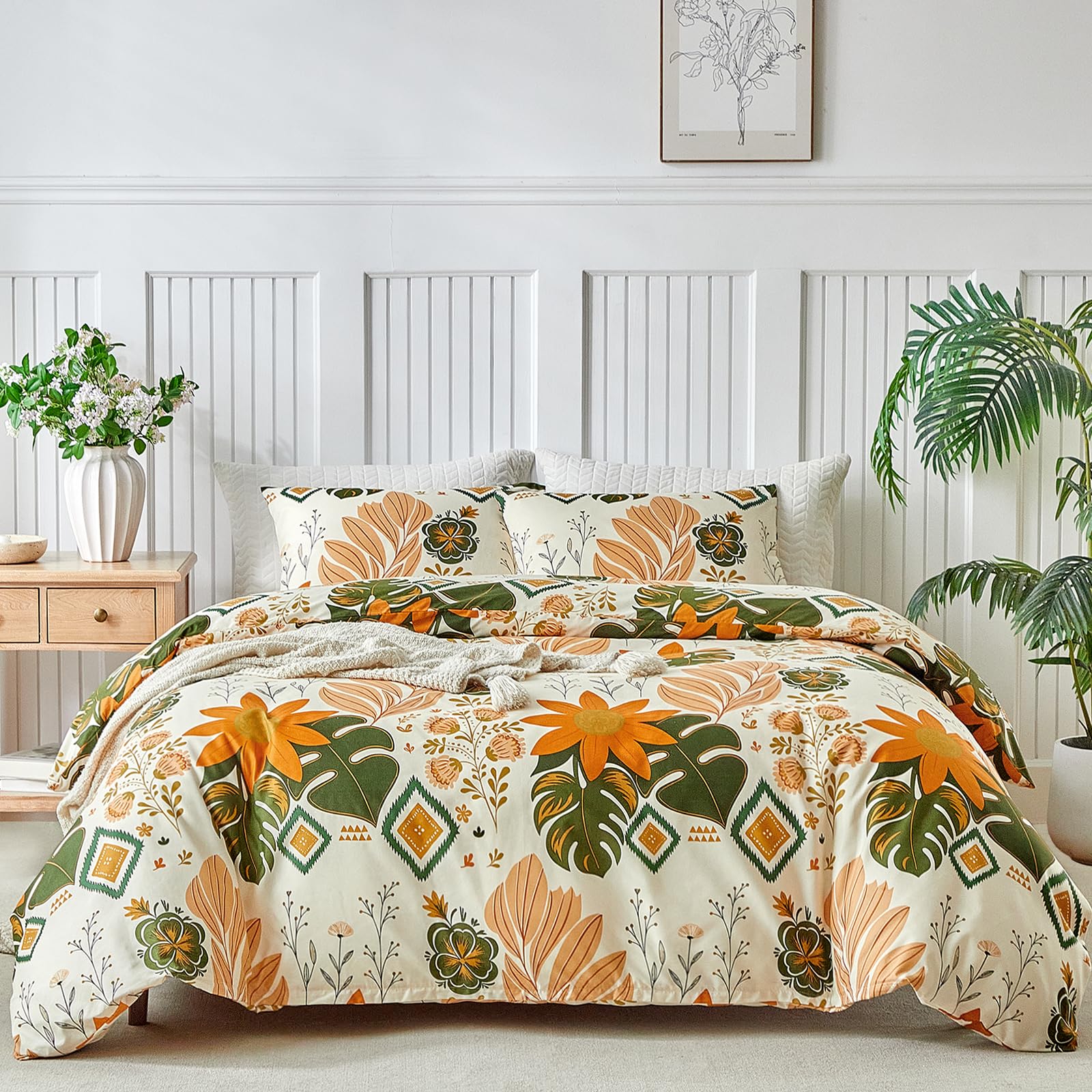 Tokokimo Duvet Cover for 180 cm Bed, Duvet Cover 240 x 260 cm, Baroque Pattern Microfibre Duvet Cover 3 Pieces Composed of 1 Duvet Cover 240 x 260 cm + 2 Pillowcases 65 x 65 cm, Baroque — image 1