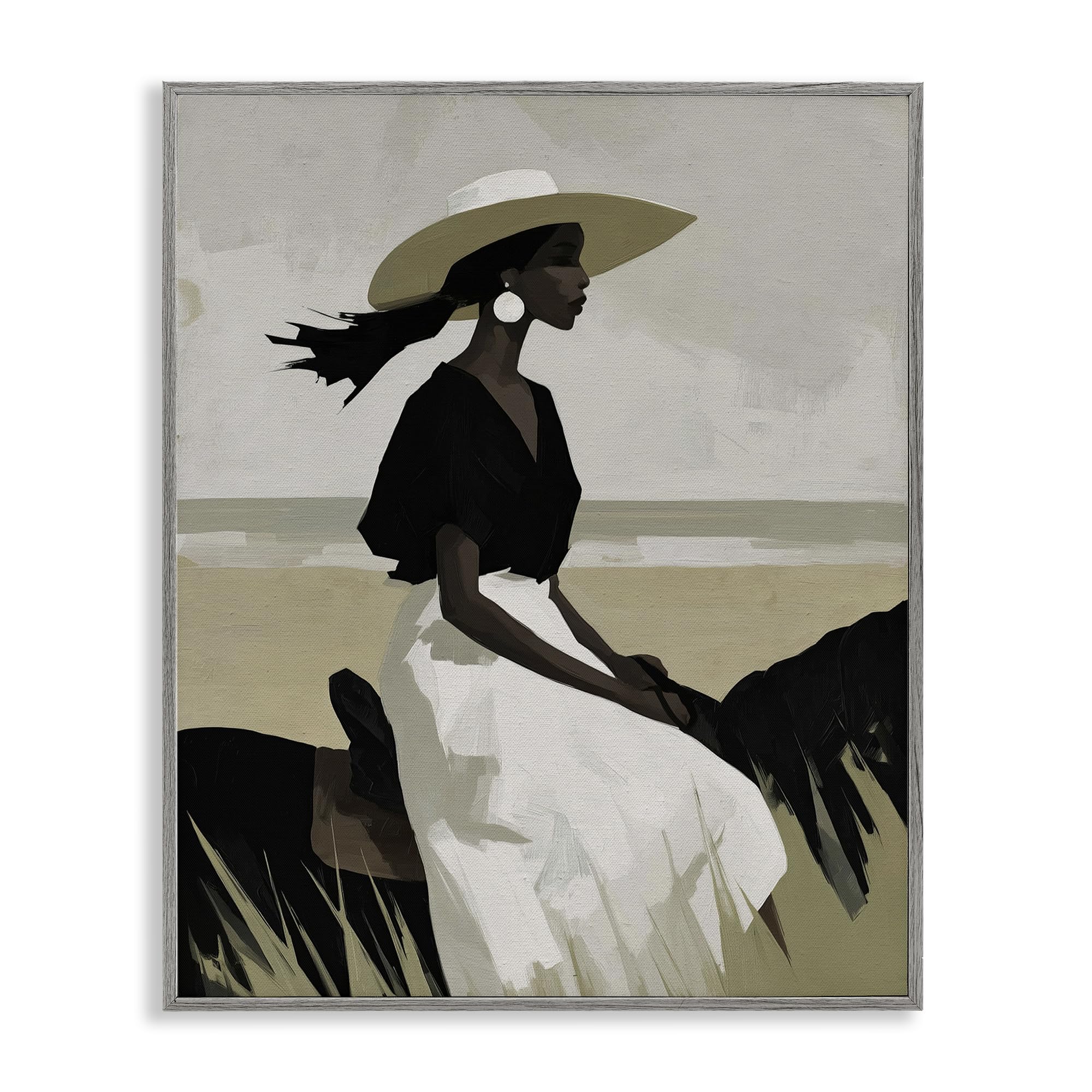 Stupell Industries Farmhouse Gray (Textured) 'Equestrian Windswept Muse'| Framed Giclee Art