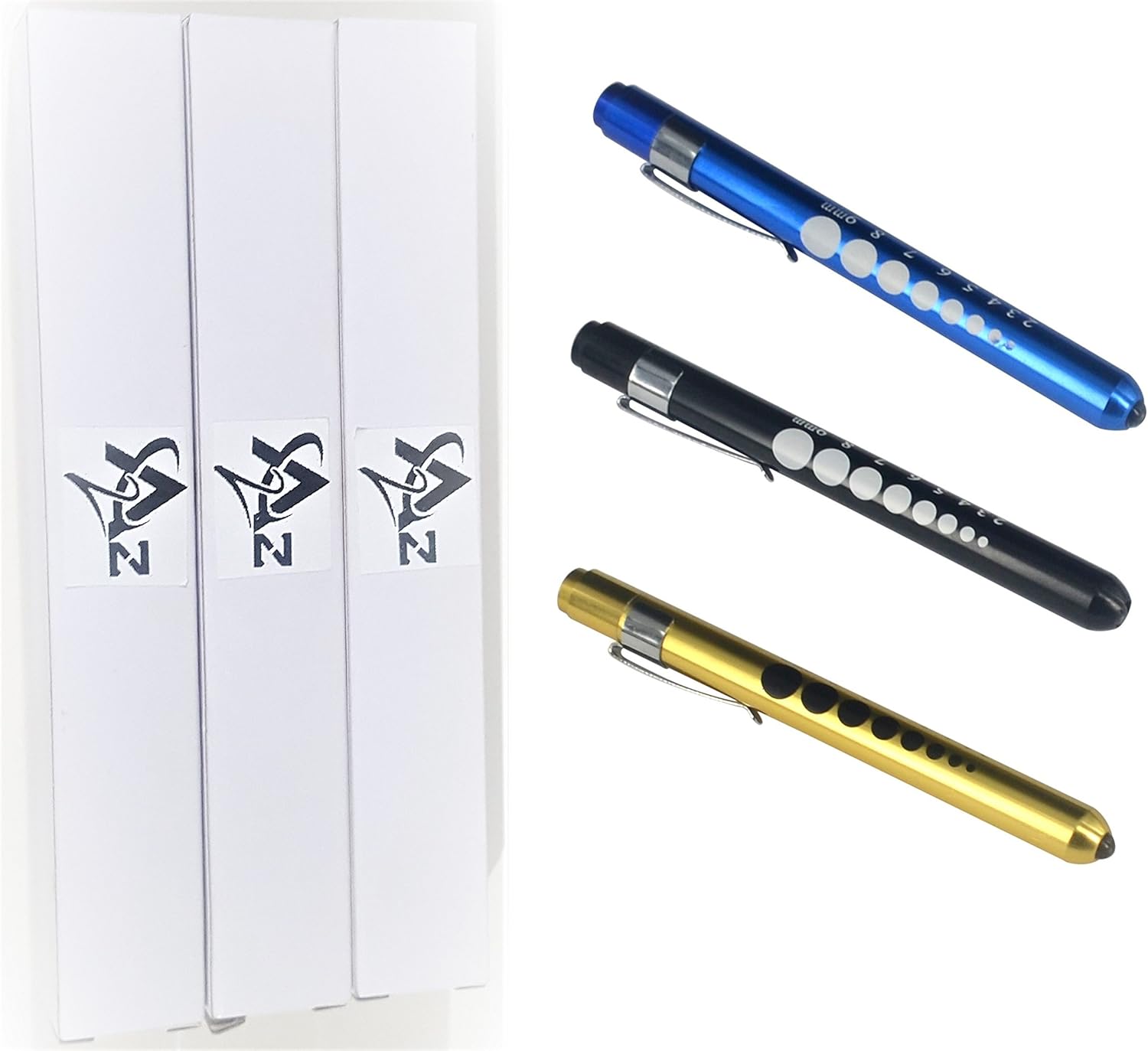 Penlight Reusable Set of 3 (Black Blue Gold) Medical