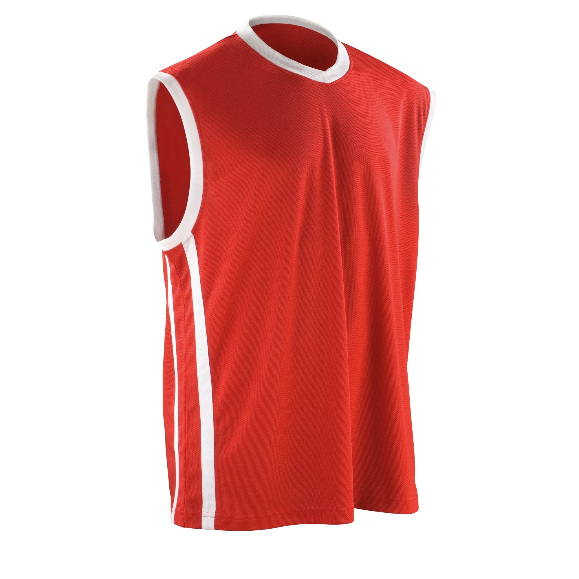 Spiro Men's Red /White Basketball Quick Dry Sleeveless Top