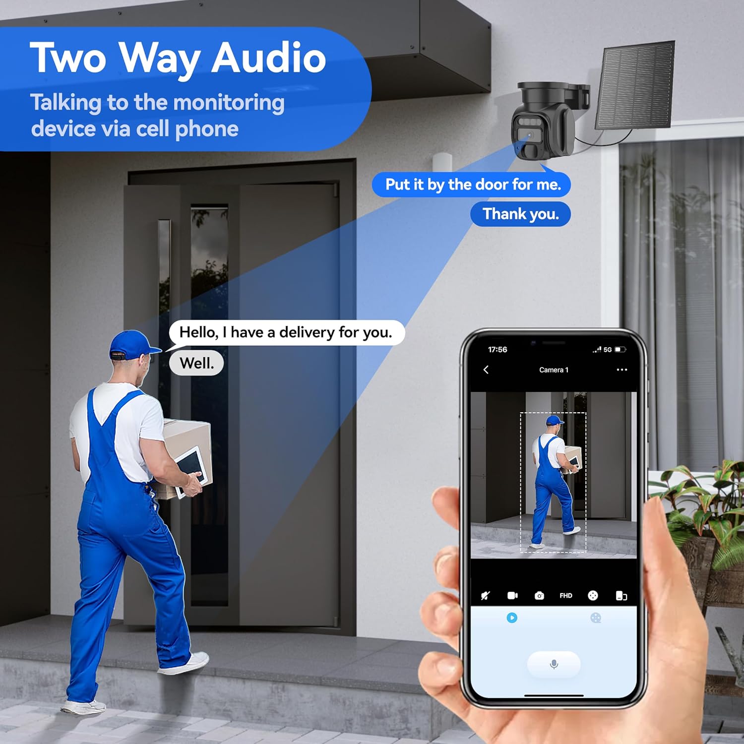 Person speaking through the KKB G200 camera via a smartphone app