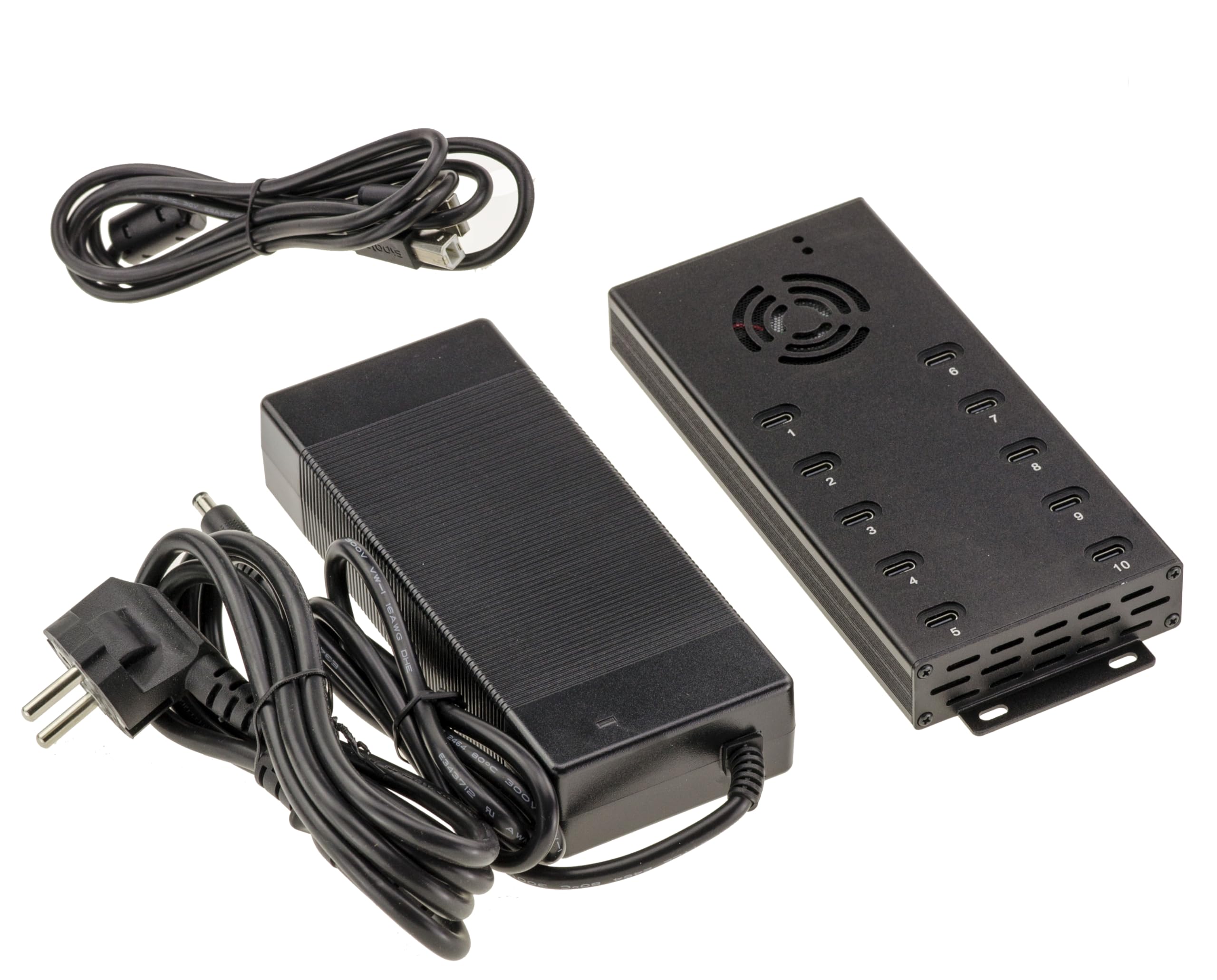KALEA-INFORMATIQUE Przemysłowa stacja ładująca z metalu 10 portów USB typu C Maksymalna moc 120 W, zasilanie 5 V 2,1 A na port