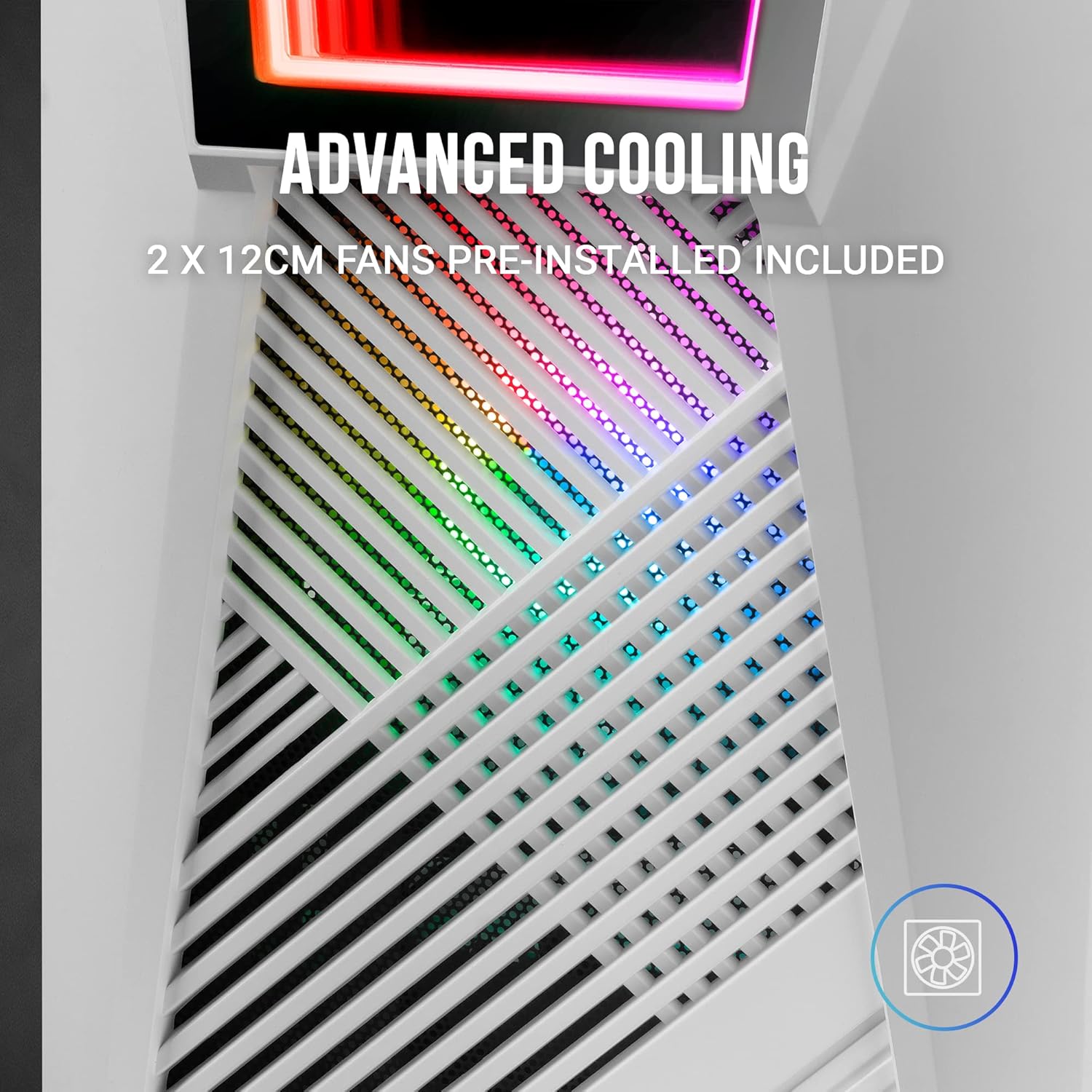 MARSGAMING MC777W, Gaming PC Case, Infinity Mirror ARGB, Tempered Glass, 2X Fan Chroma ARGB, White