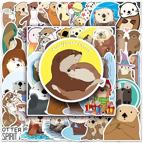 Miniatura 2 de Paquete de 50 calcomanías de nutria de río europeo botellas de agua laptop teléfono guitarra patineta computadora nutrias calcomanías de vinilo