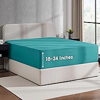 Vista 32 de Nestl Sábana Bajera Ajustable de Bolsillo Extra Profundo Verde Oscuro Solo para Cama King, Sábanas Bajeras de Lujo Hotelero Tamaño King que se