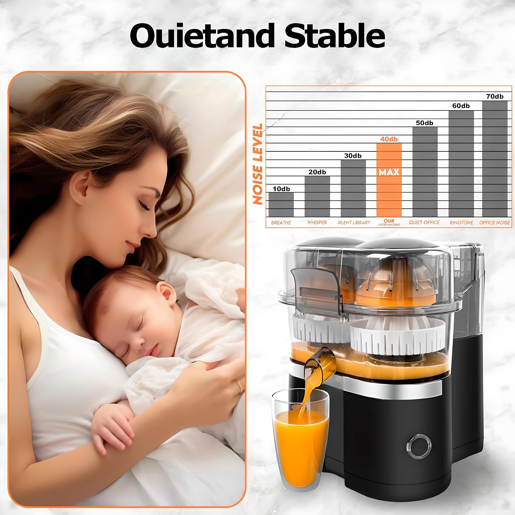 Exprimidor eléctrico de cítricos, máquina de jugo de arranque automático 2 en 1 con cable de alimentación, fácil de limpiar, no necesita cepillo, cortador integrado para naranja, limón y lima
