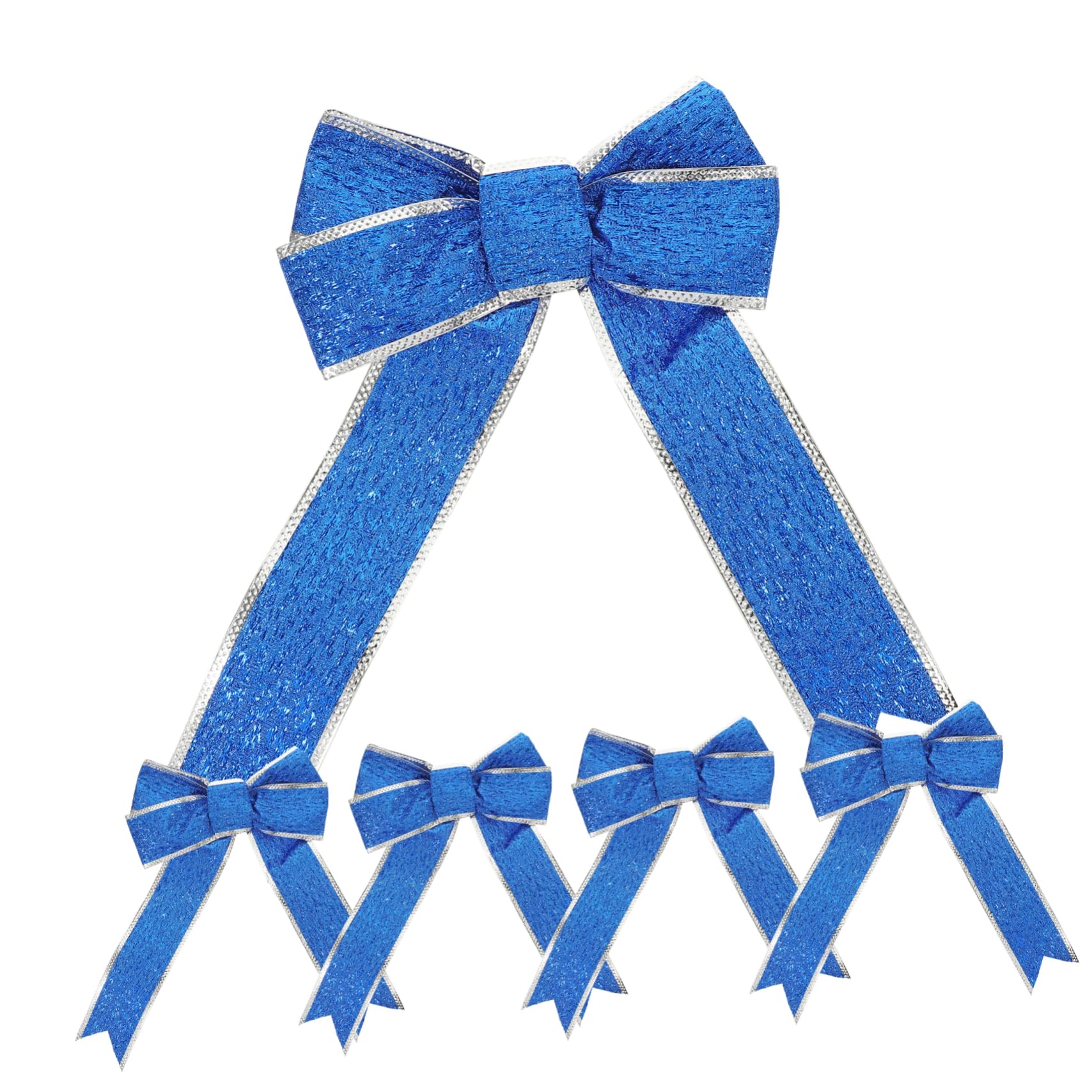 Healeved 5pezzi Fiocco Di Nastro Natalizio in Tessuto Scintillante Nodo Regalo Ornamento Per Albero Di Natale Decorazione Per Porta Parete Tavolo Blu