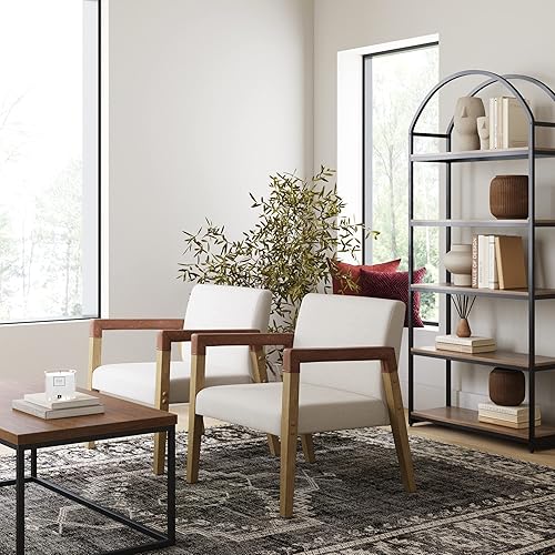 Miniatura 10 de Nathan James - Hudson - Silla decorativa para sala de estar, cómoda silla de lectura para dormitorio, sillón de madera estilo mediados de siglo,