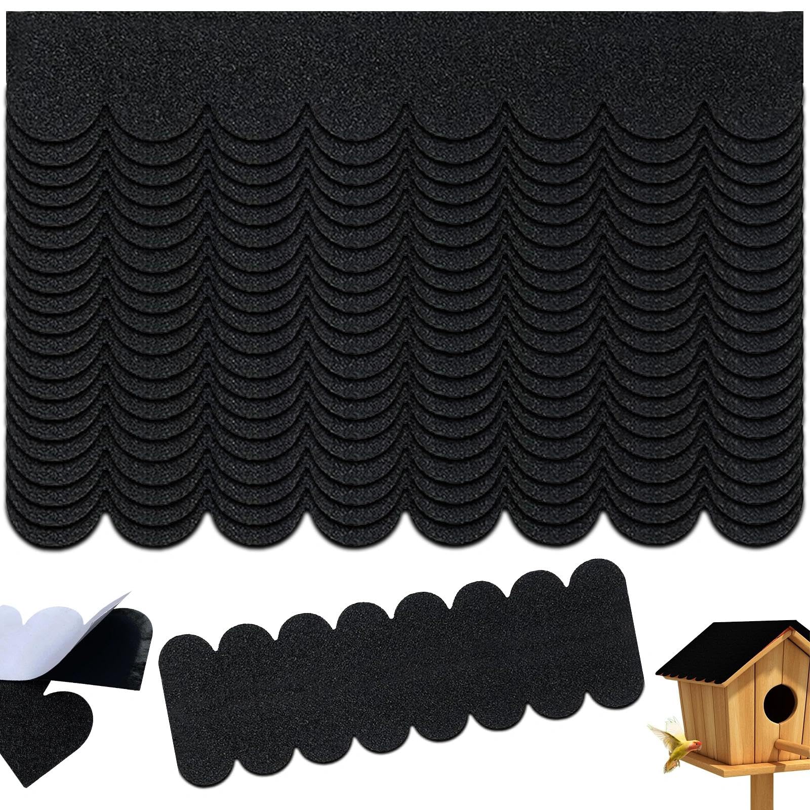 21 Piezas Tejas de Techo para Pajarera, Autoadhesivo Tejas de Fieltro Impermeables, Cortable Tela Asfáltica para Pajareras, Negro, para Pajareras, Casas para Conejos y Casas para Perros