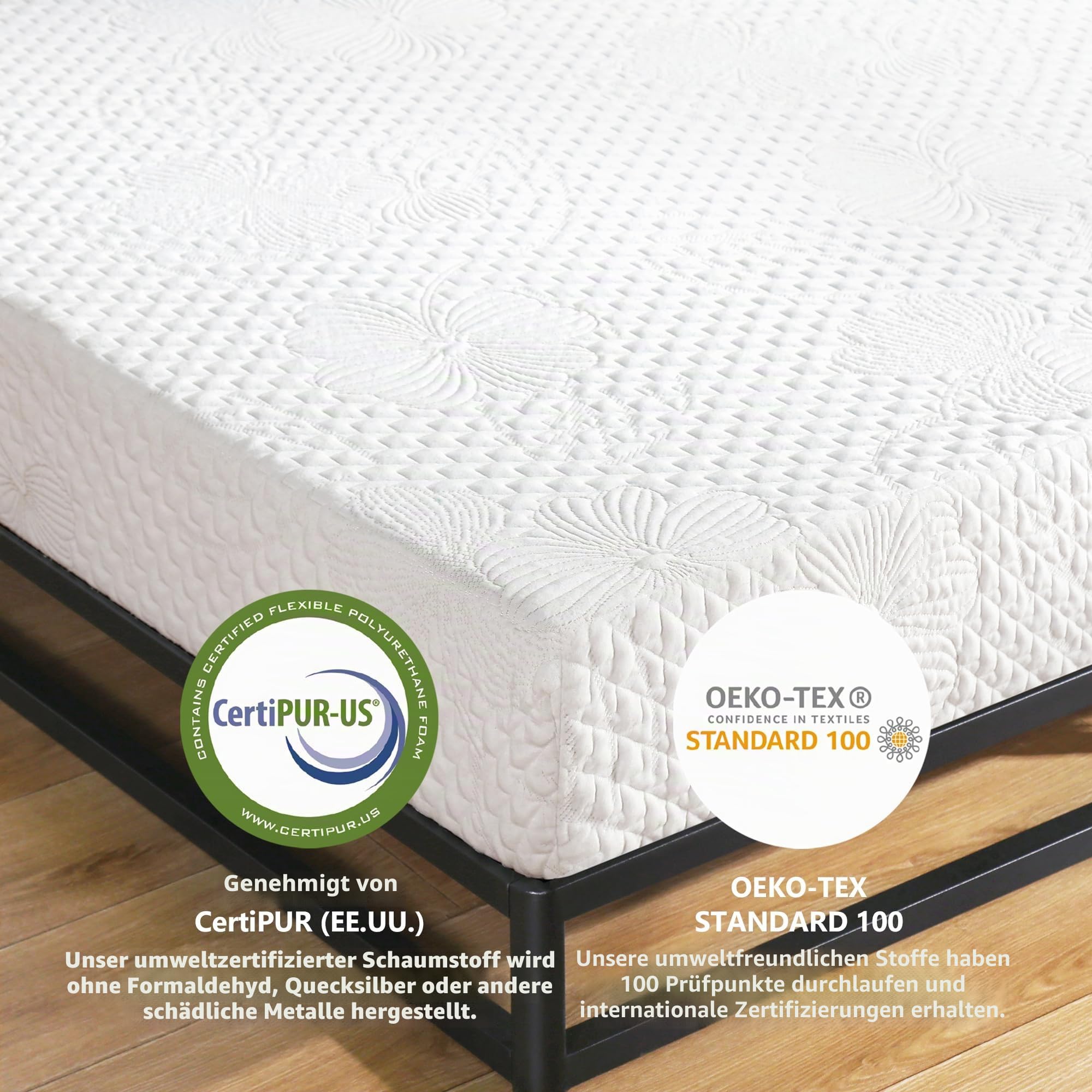 Olee sleep 20cm Memory Foam Matratze / Kaltgelschaum / Öko-Tex / CertiPUR-US / Komfortable Matratze / Rollmatratze / 3 Schichten / 140 x 200cm / Full / Weiß