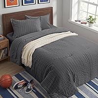 Vista 21 de Zzlpp Juego de edredón Queen de 7 piezas, ropa de cama de seersucker naranja quemado en una bolsa con sábanas, juegos de ropa de cama ligeros con 1