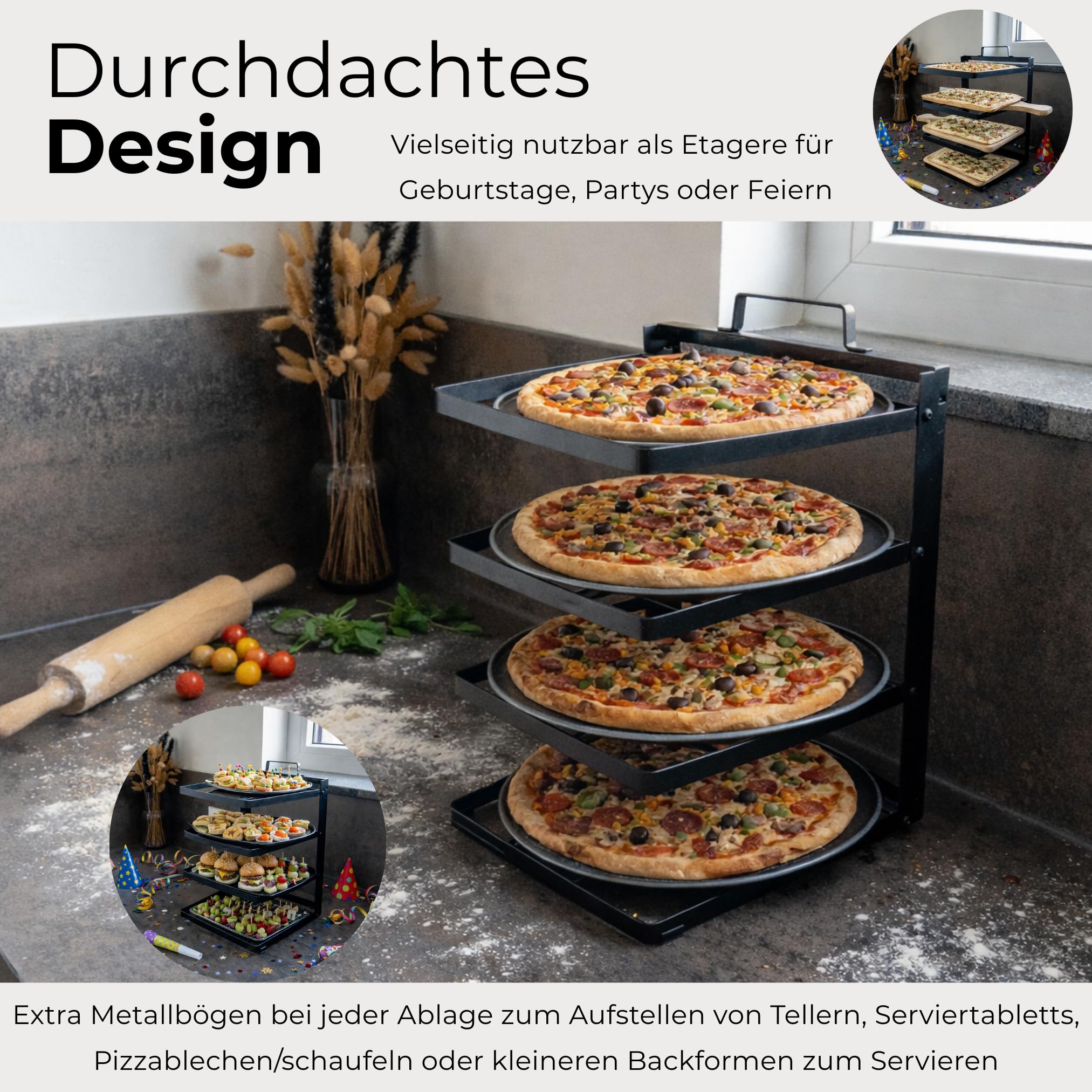 LUKADA Uchwyt na blachę do pieczenia, wielofunkcyjny organizer kuchenny na 4 blachy do pieczenia, uchwyt na blachy do pieczenia, garnki, patelnie, blachy do pizzy, deski do krojenia, zajmuje mało