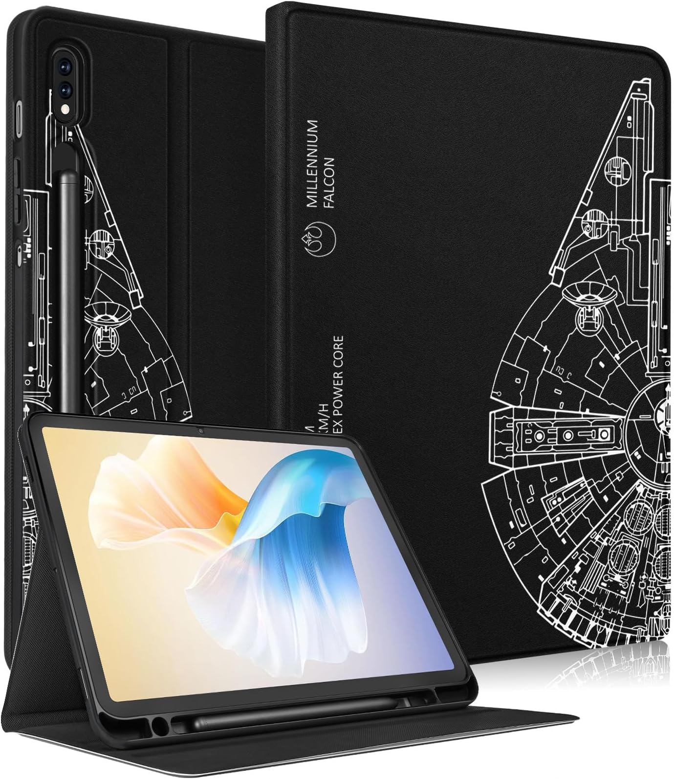 for Samsung Galaxy Tab S8 Plus/ S7 Plus/ S7 FE Case 12.4 Inch Women Cute Girls Folio Boys Cool Men Black Girly Design Cover for Samsung Tablet S8 Plus 2022/ S7 Plus 2021/ S7 FE 5G Cases