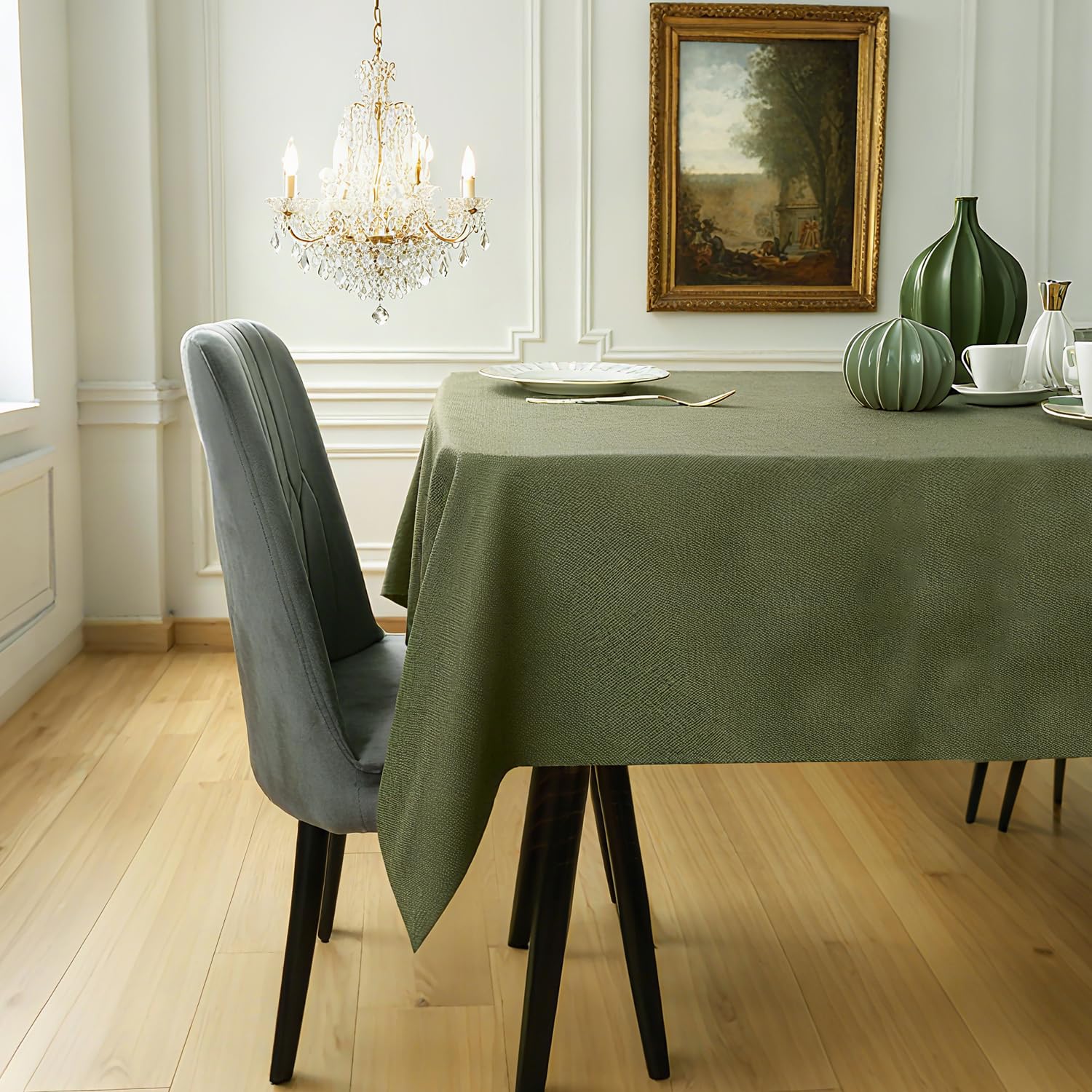 BALCONY & FALCON Rectangular Table Cloth, Faux Linen Tablecloth, Wipe Clean - Image 3