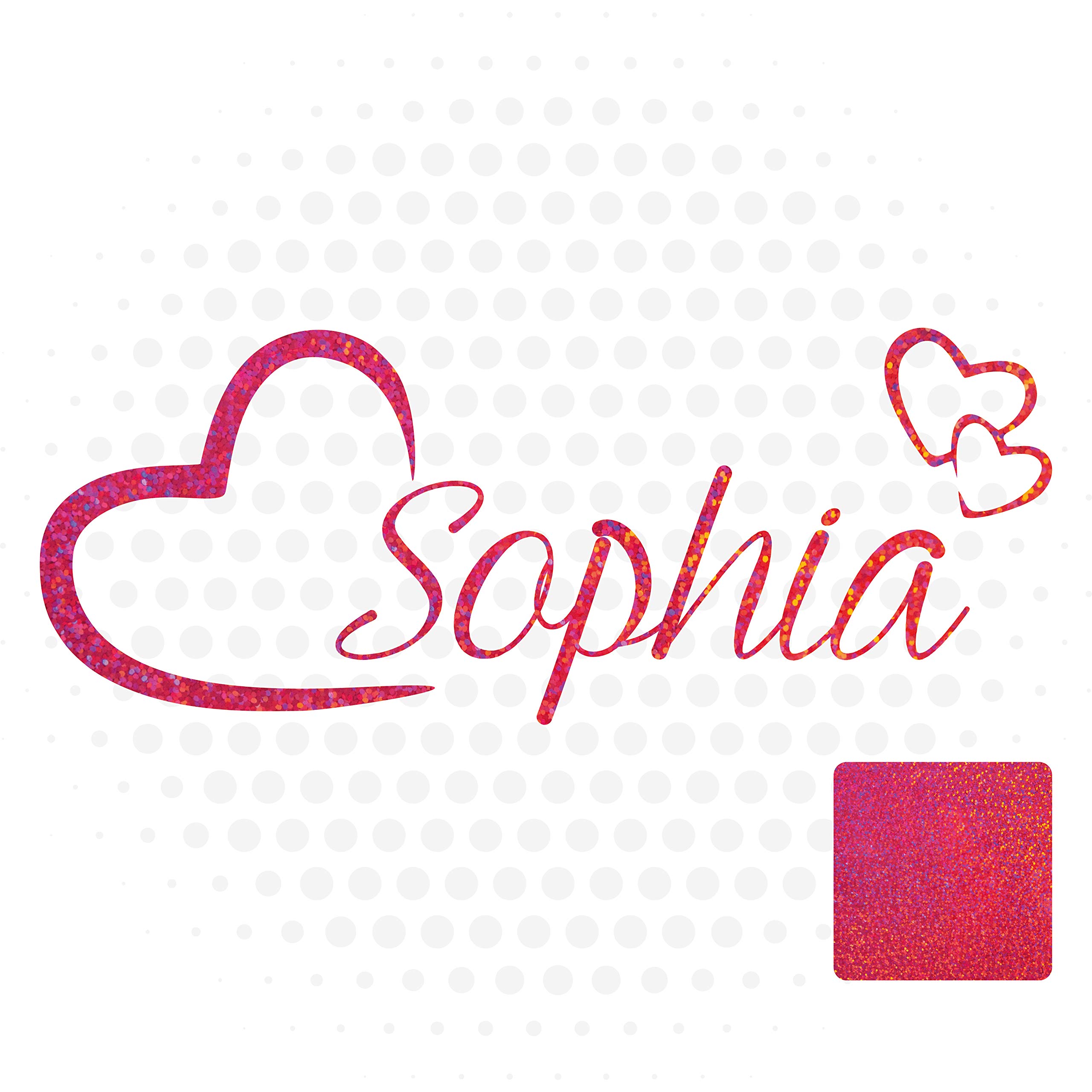 Personalised Pink Glitter Name Wall Art Vinyl Sticker with Love Hearts