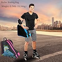 Vista 6 de Gooyule Bolsa de patinaje sobre hielo: bolsa de patinaje de gran capacidad para patines cuádruples, en línea y la mayoría de patines Azul+Rosa