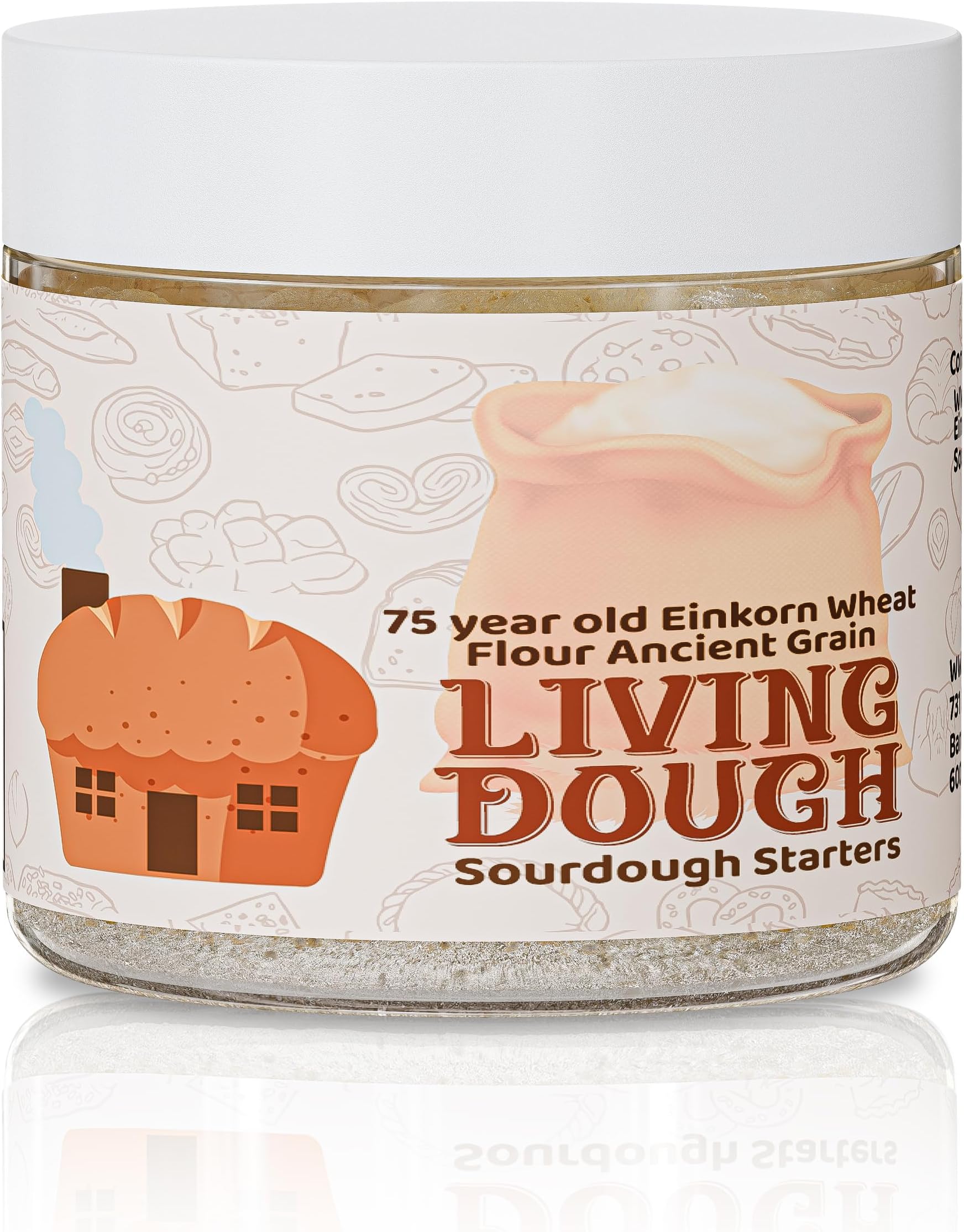 Living Dough - 75 Year Old Einkorn Wheat Flour Ancient Grain Sourdough Starter Culture - Active & Live Organic Sourdough Starter for Baking - For Artisan Bread, Pizza Dough, Waffles & More