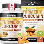 Curcumine curcuma 1500mg | Suppléments curmériques + Relief de douleur articulaire au poivre noir & Pilules anti-inflammatoires , Suppléments de Curcumine à haute puissance avec Pepper noir , Non-OGM , sans gluten , 180 Ct