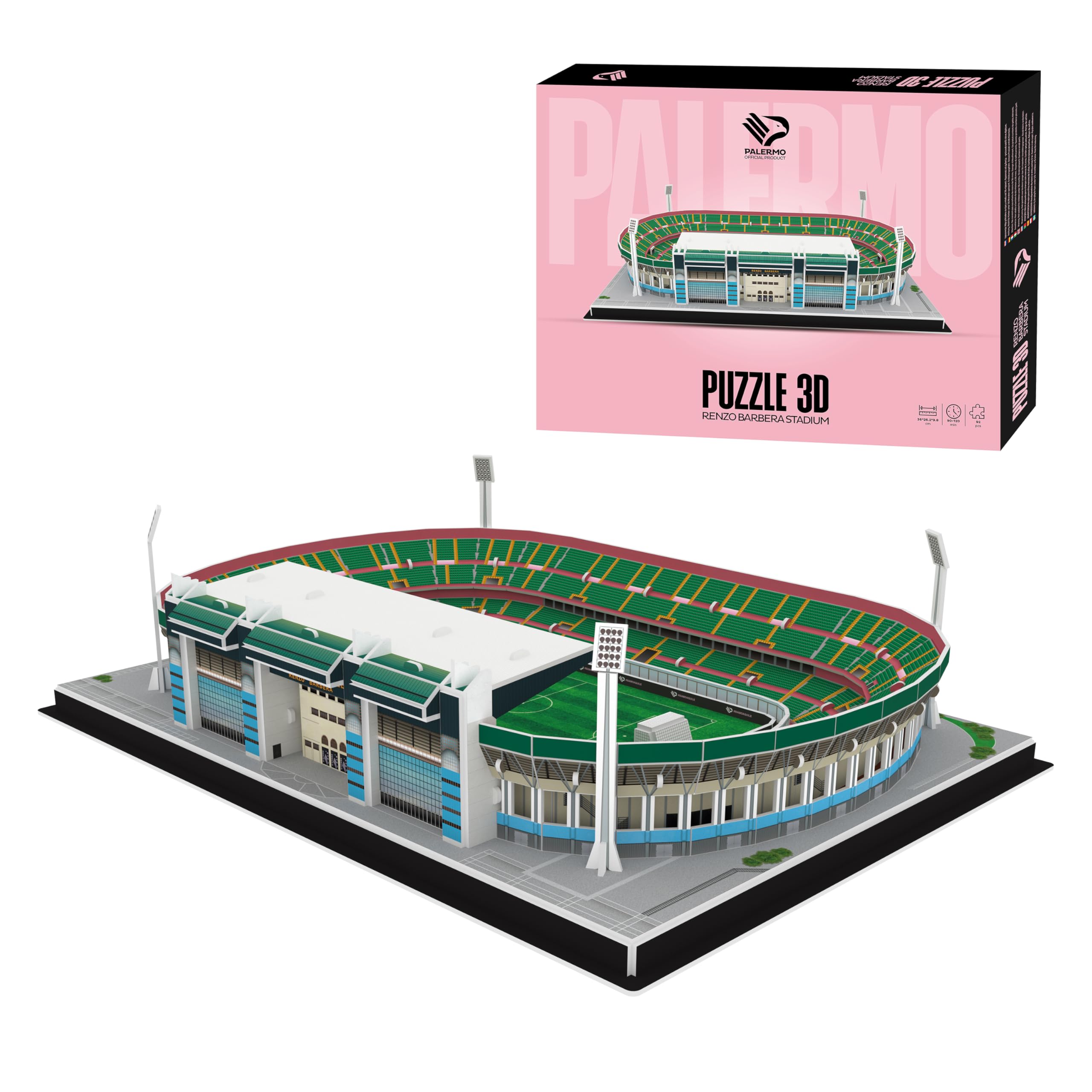 Pro Lion Stadium Renzo Barbera 3D Puzzle, 92 Pieces, Palermo Football Stadium, 30 x 30 x 10 cm, Gift for Football Fans for 8 Years