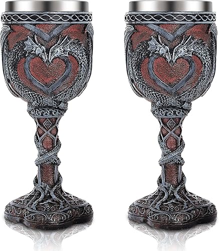 Jinei Copas medievales y copas medievales, copa de vino de dragón, copa de cáliz de 7 onzas, copa de dragón de resina gótica, copa de vino romántica