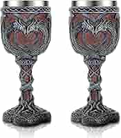Calice Fantasy Con Drago In Resina E Acciaio - Regalo Per Appassionati Dungeons &amp; Dragons, Capacit&agrave; 230 Ml