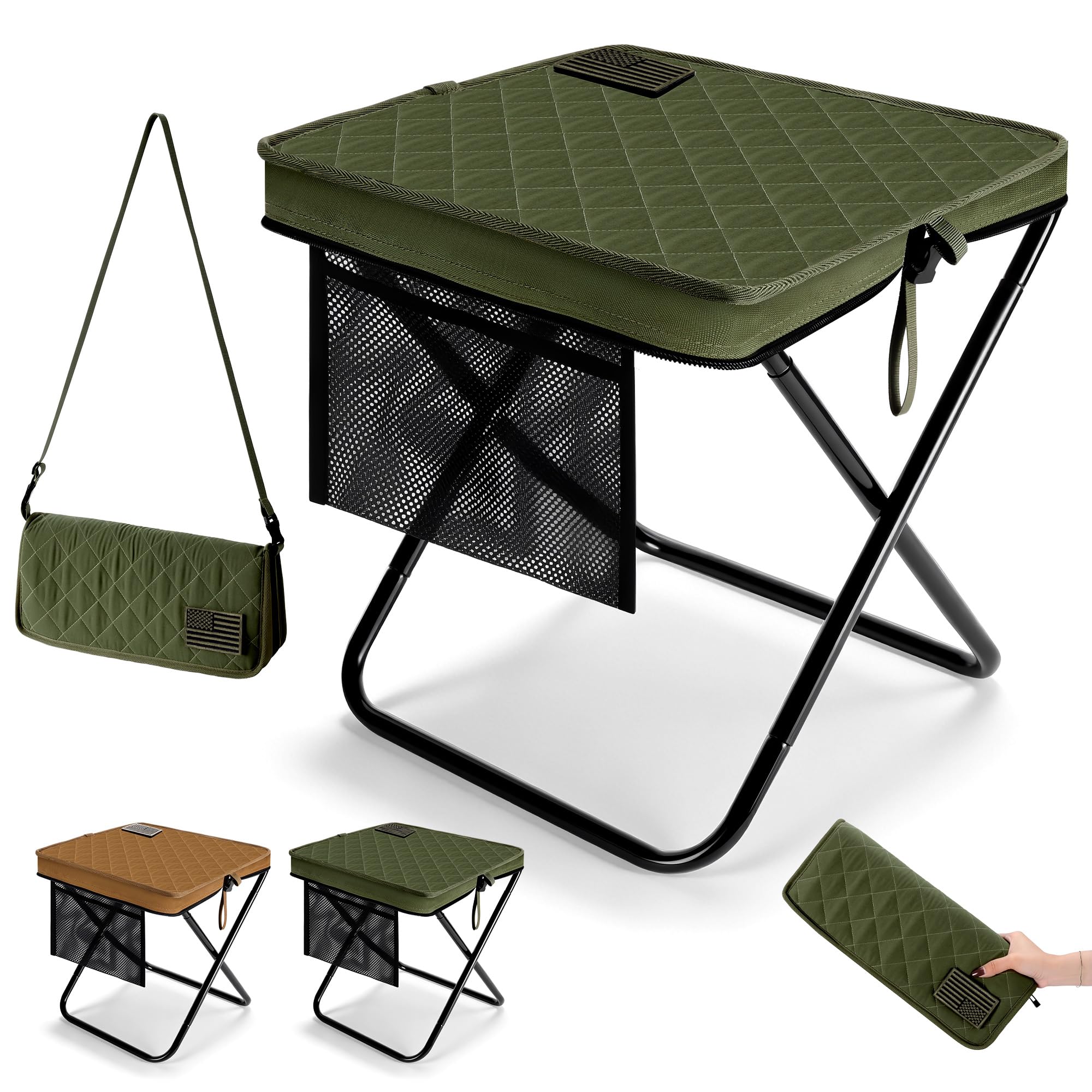 Photo 1 of 16? Extra Large Foldable Backpack Stool, Thickened Collapsible Pocket Chair