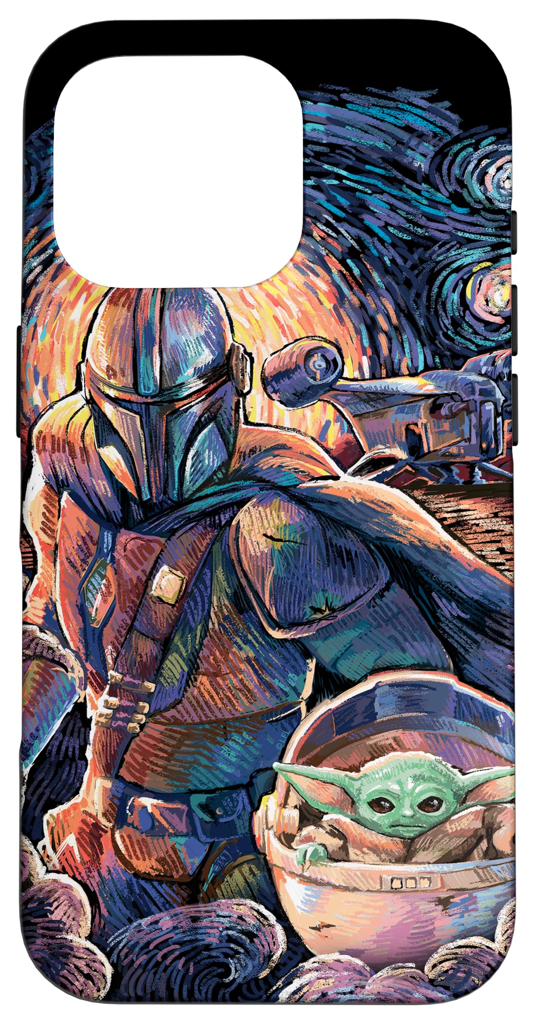 Star Wars: The Mandalorian & The Child Starry Night Style Case for iPhone 16 Pro