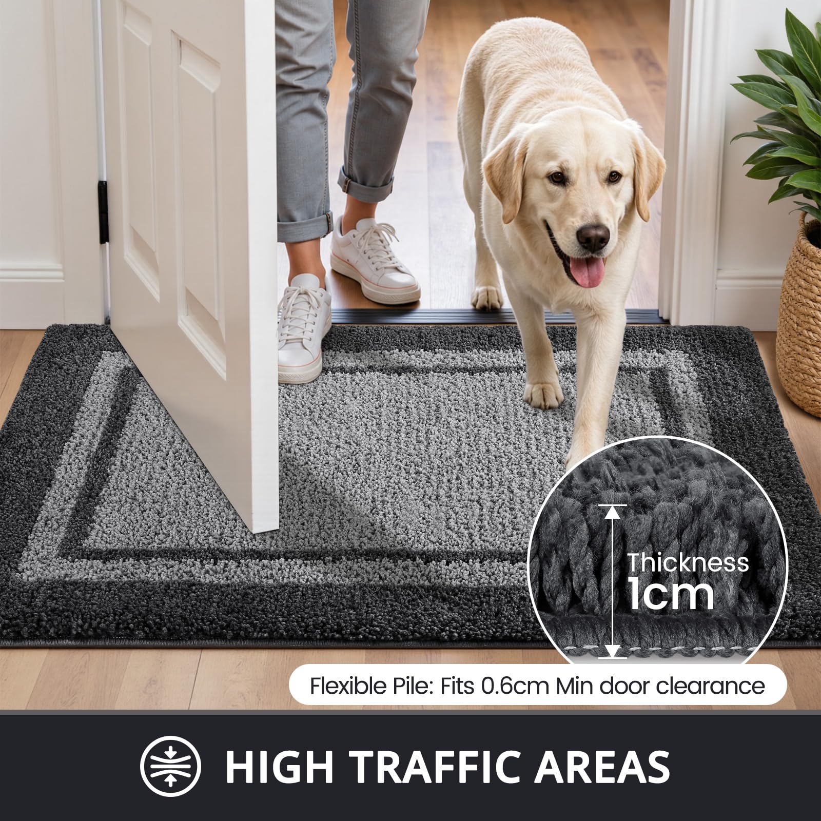 EDIEMNS Dirt Trapping Indoor Front Door Mat Entry Rug 24" x 36" Graymist — Amazon image 3
