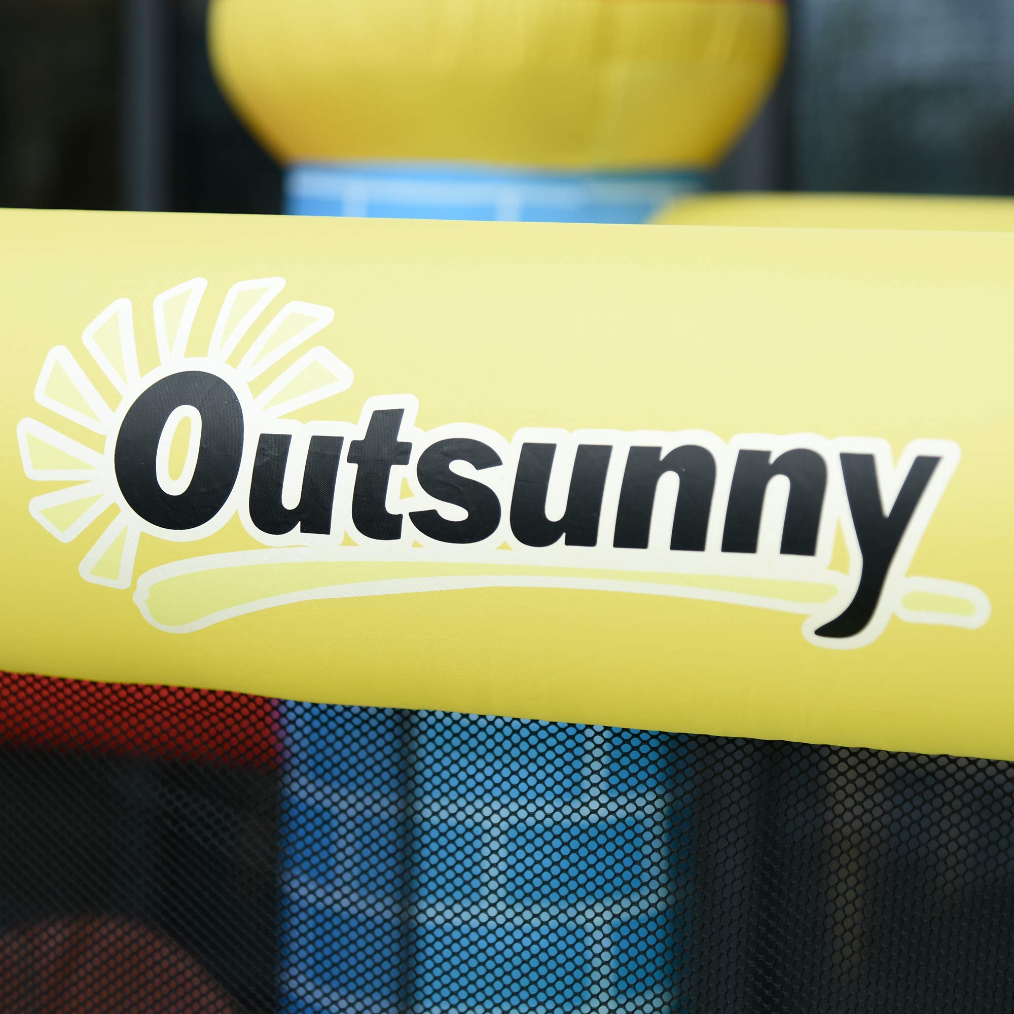 Outsunny Hüpfburg mit Gebläse Aufblasbare Kinderhüpfburg 280 x 260 x 210 cm | Für Kinder 3-8 Jahre, Spielburg mit Rutsche Basketballkorb Trampolin Pool Planschbecken, Spielplatz für Indoor und Outdoor