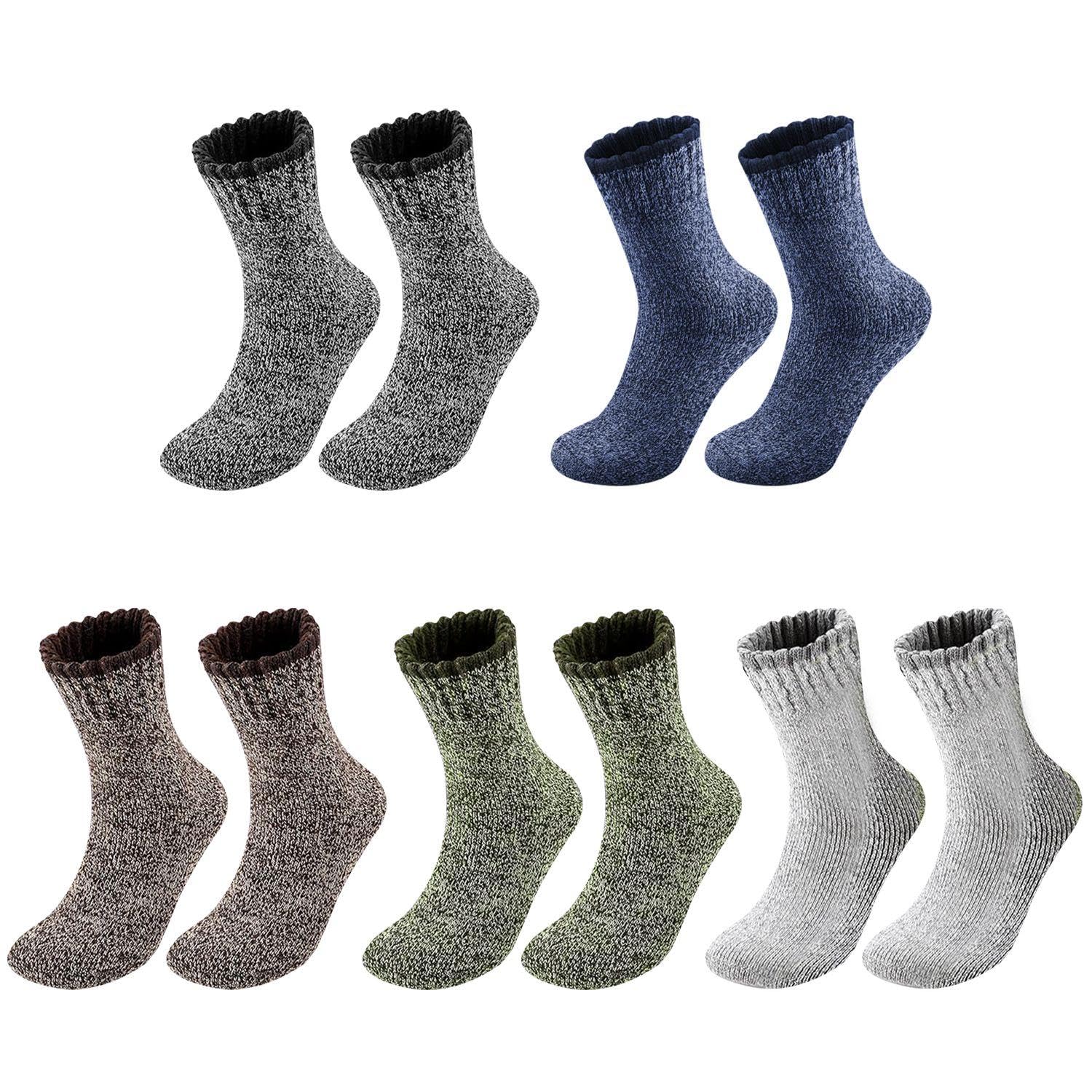 WUFGWBD 5 Pairs Of Men'S Socks, Thickened Thermal Socks, Mid-Calf Floor Socks, Soft Fleece Socks, Winter Socks