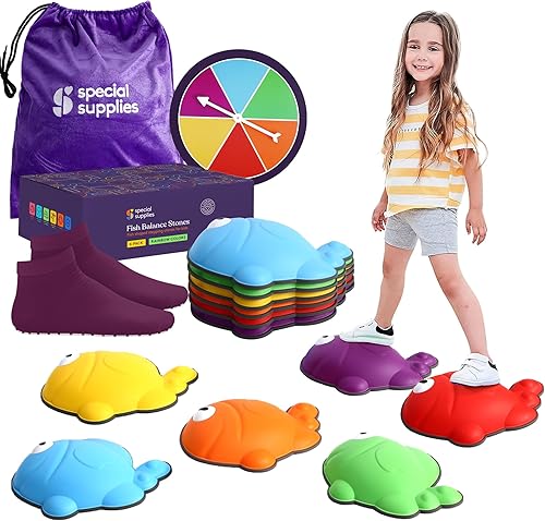 Miniatura 10 de Special Supplies Stepping Stones for Kids - Set of 6 Balance Blocks - IndoorOutdoor Play - Child Safe Rubber, Non-Slip Edging - Promotes