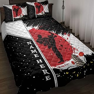OhaPrints Custom Karate Martial Arts Gifts for Boys Personalized Name Quilt Blanket & Pillowcases, Quilts Bedding Set & Pillow Cover, King Queen Double Twin Throw Full Size Bedspread Bed Sets