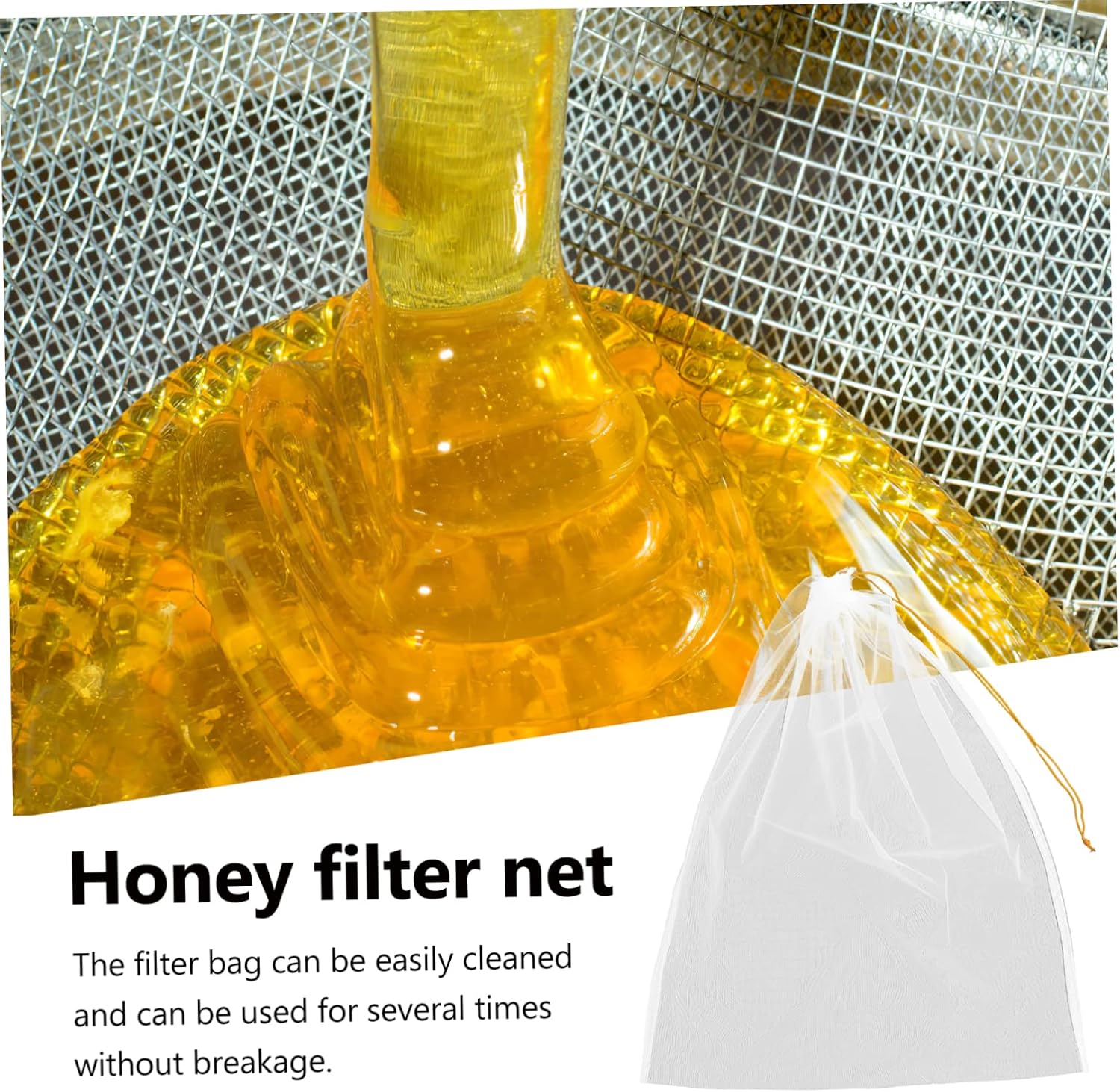 10pcs Nylon Honey Filter Bag, 120 Grit Mesh Strainer Tool