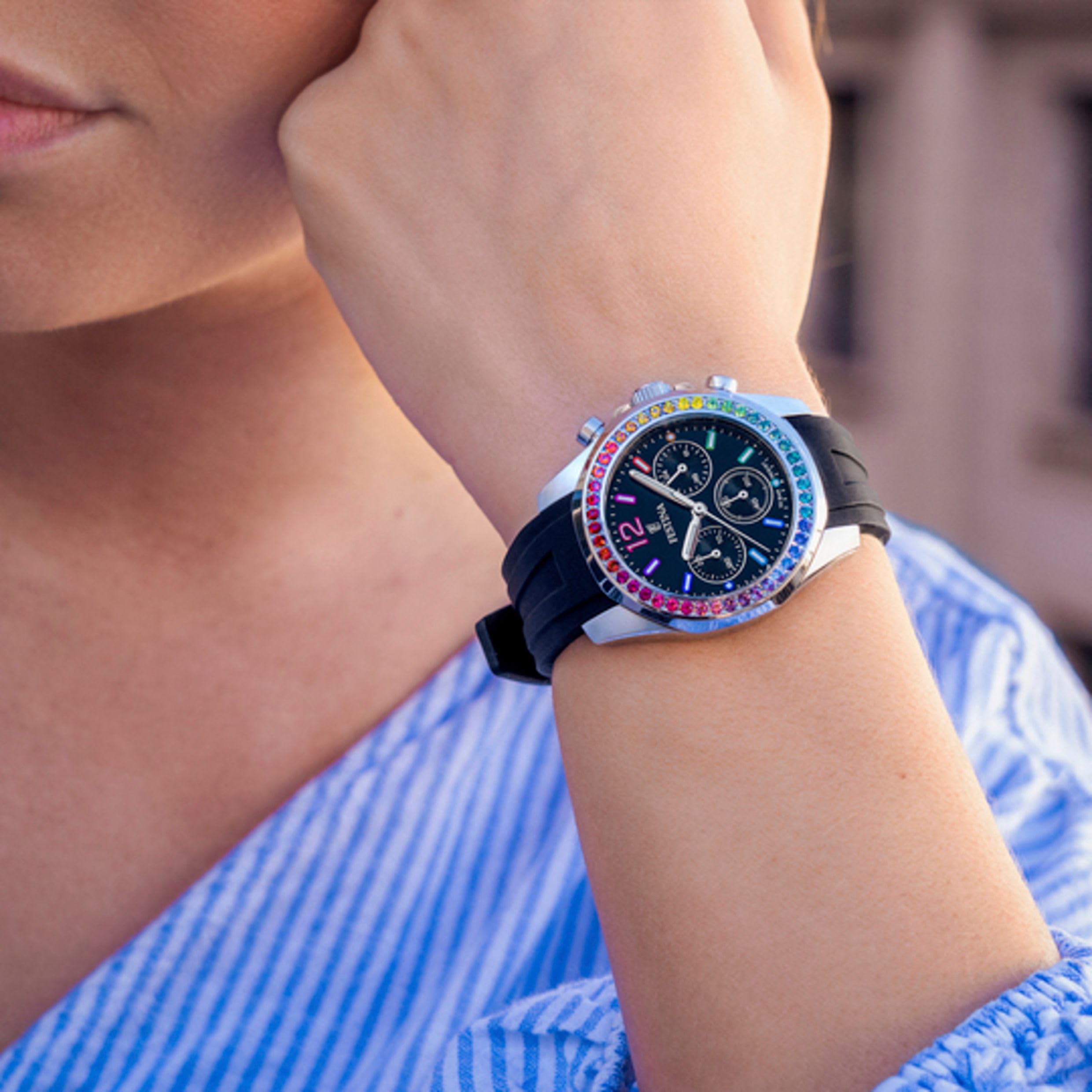 Festina Reloj Mujer Analógico de Caucho - Movimiento de Cuarzo Cronógrafo - Cristal Mineral de Alta Resistencia - Resistente al Agua 10 ATM F20610/2 - Boyfriend Collection