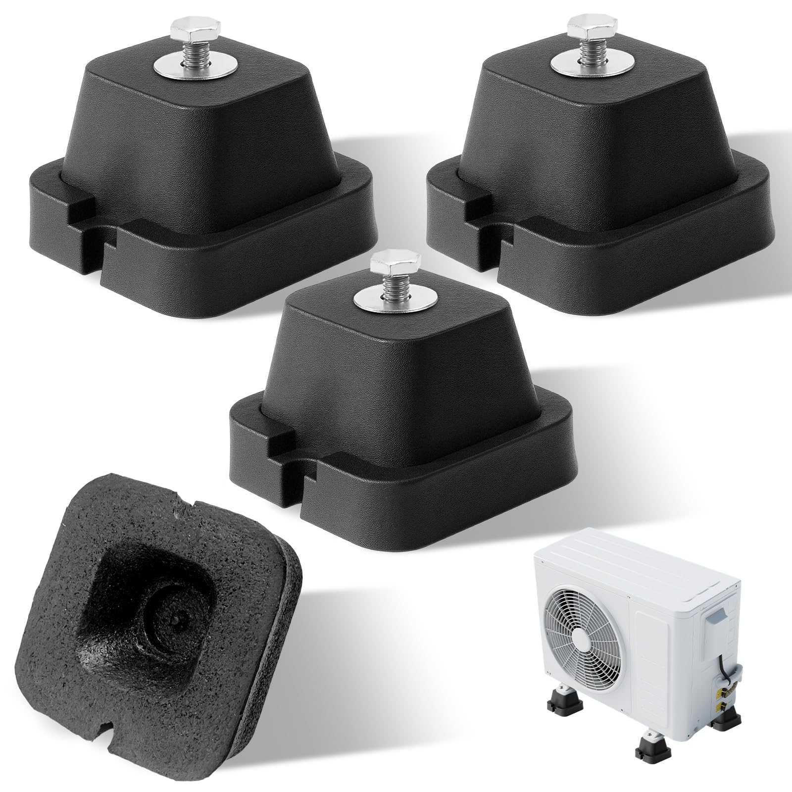 4 Bases Antivibrations Pour Climatiseur,Pied Antichoc pour Climatiseur Extérieur,Amortisseur de Vibrations en Caoutchouc,Résistants À L'Eau Et Réducteurs De Bruit, Capacité De Charge 150 Kg
