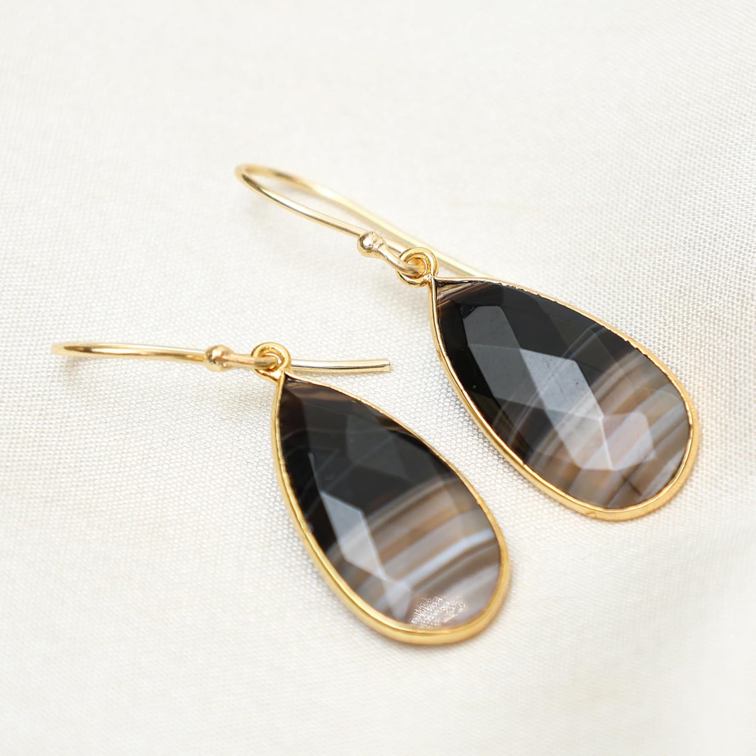 Gempires Genuine Gemstone Faceted Long Pear Gemstone Drop Dangle Hook Earrings, Statement Jewelry For Her, 1.5 inch Drop 14K Gold Plated, Gift For Woman - Image 3
