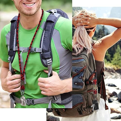 Miniatura 5 de Llavero de cuerda de paracaídas con bandera de Estados Unidos, clip de mosquetón de paracaídas, cordón trenzado, gancho para anillo de utilidad, kit