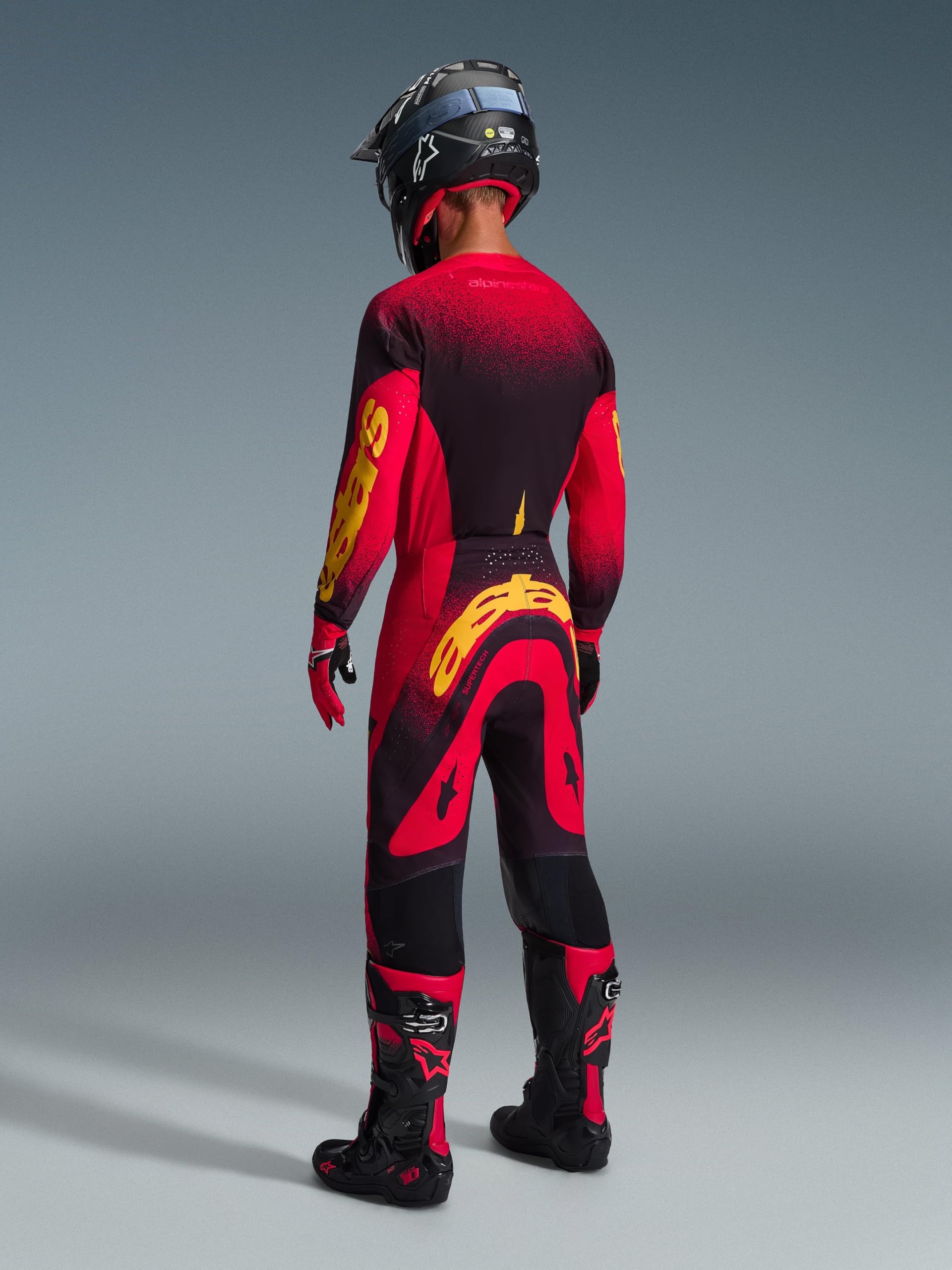 Alpinestars Supertech Scenz Maglia da motocross, nero rosso giallo, XL