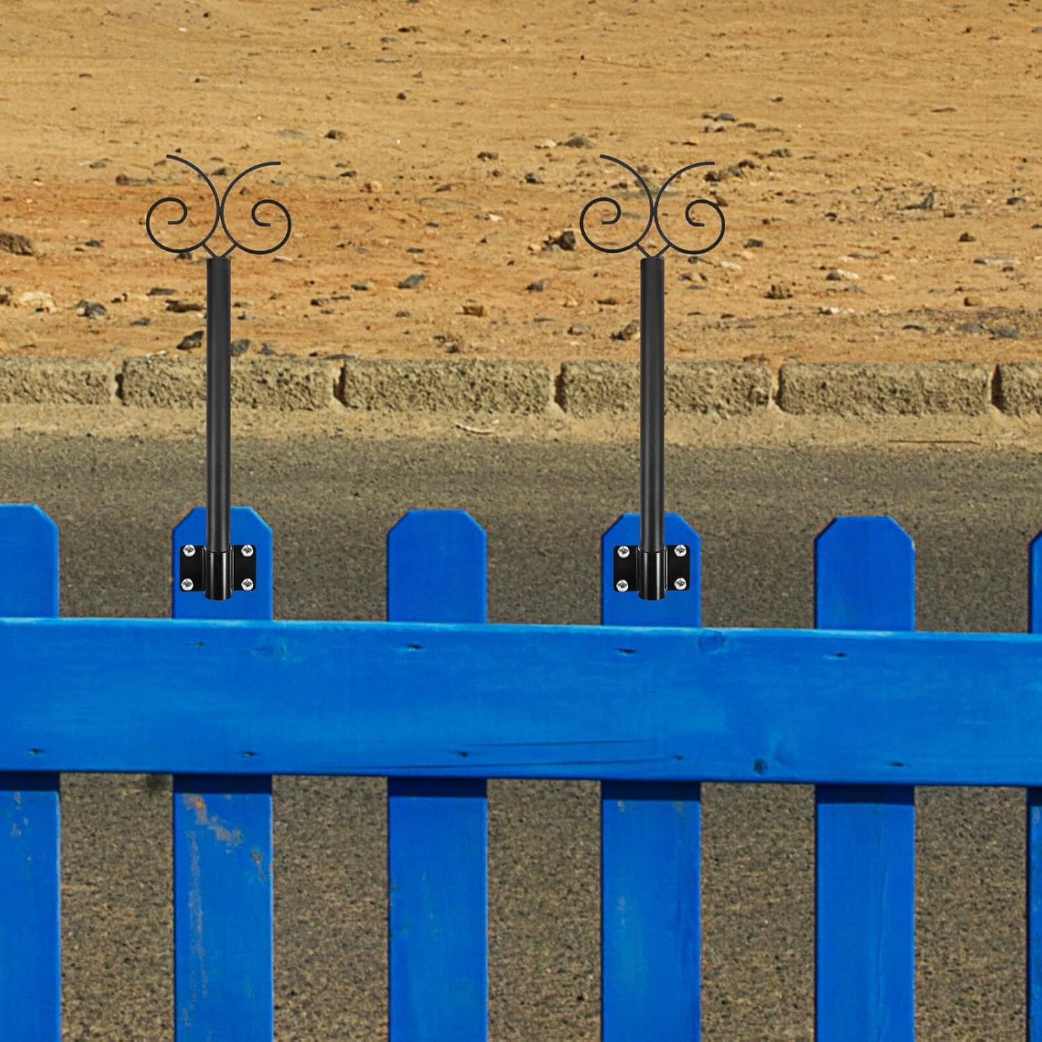 DOITOOL Outdoor String Light Poles 40cm Hanging Pole Set for Patio Garden Fence with Bird Feeder Holder Hanger for Backyard and Deck Lighting