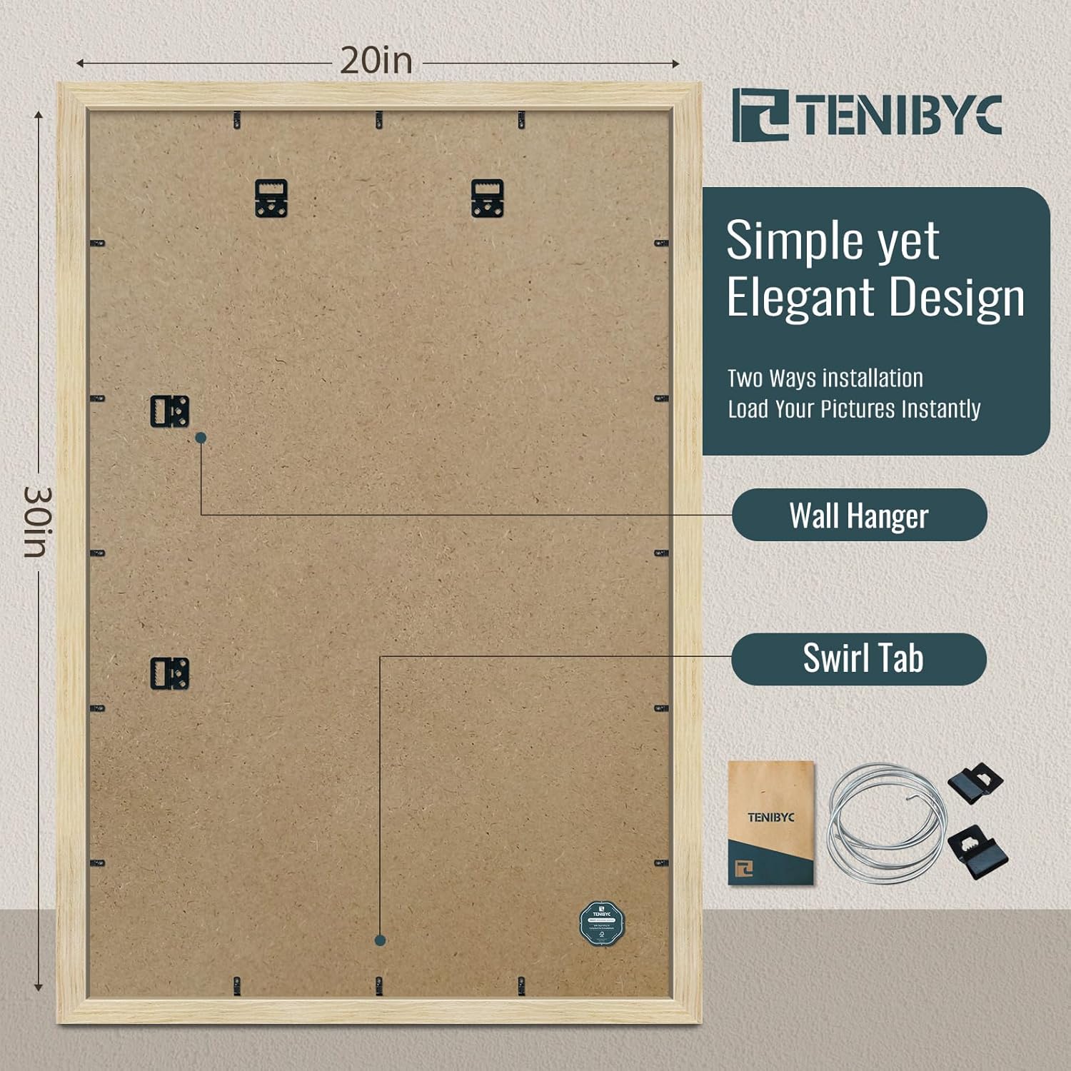 20x30 Poster Frame Set - 3 Pack - Natural Oak Wood - Display Wall Posters, Gallery Displays, Large Photos & Puzzles - Wall Decor