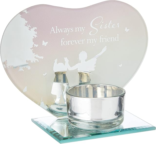 Reflections Sister Tea Light Holder Always my Sister Forever My Friend from The Heart, pink